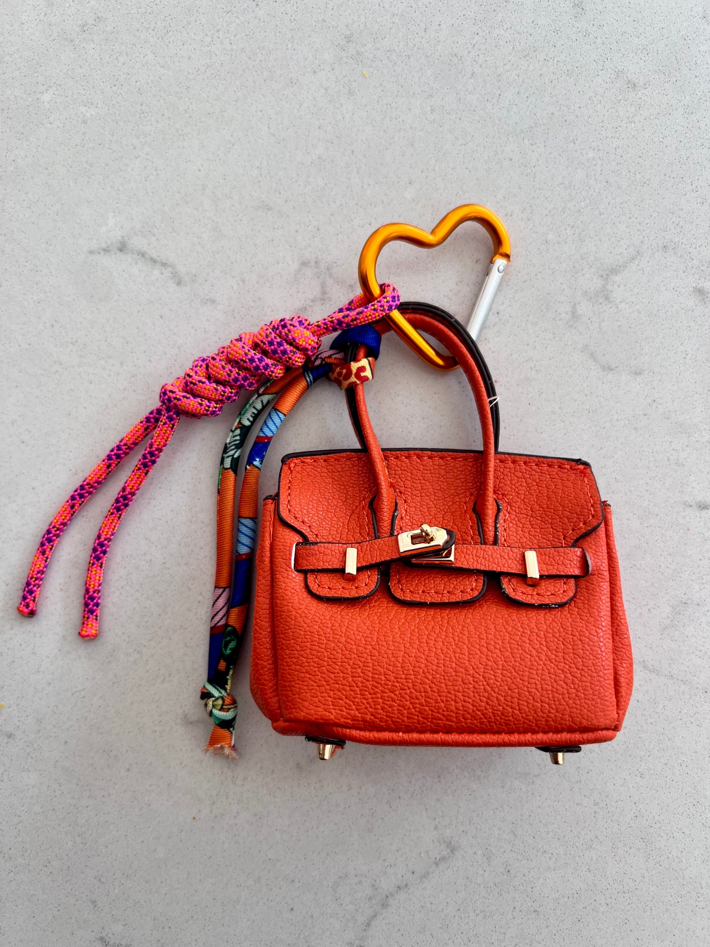 Orange Mini Birkin Bag Charm