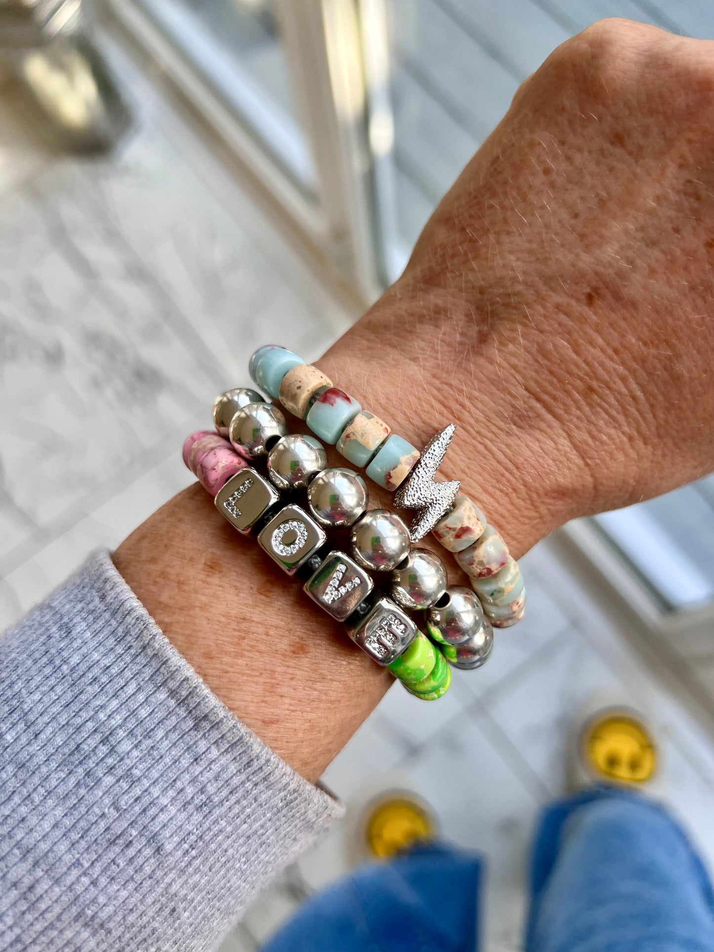Chunky Stretch Silver Ball Bracelet