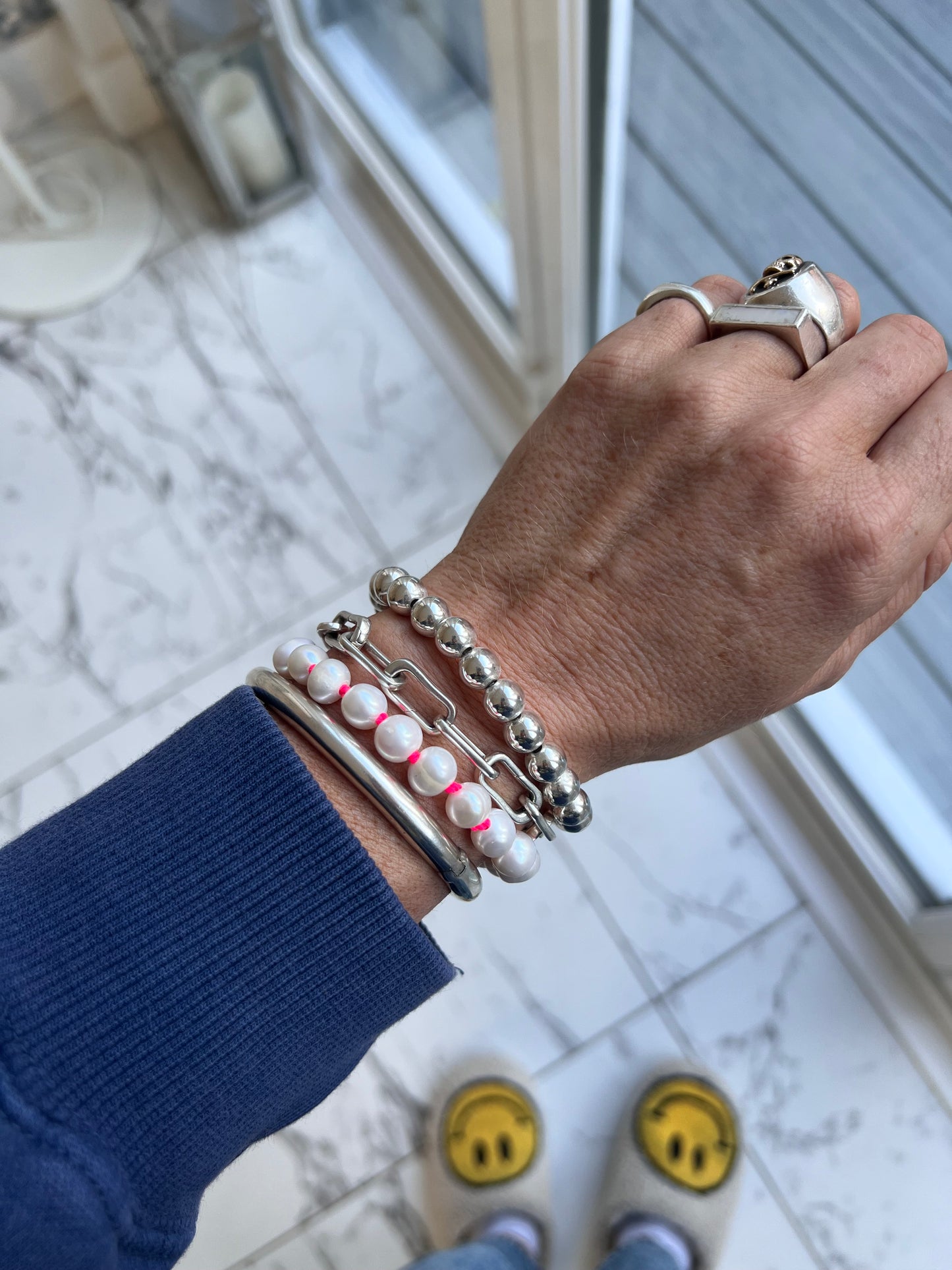 Stretchy Silver Ball Bracelet