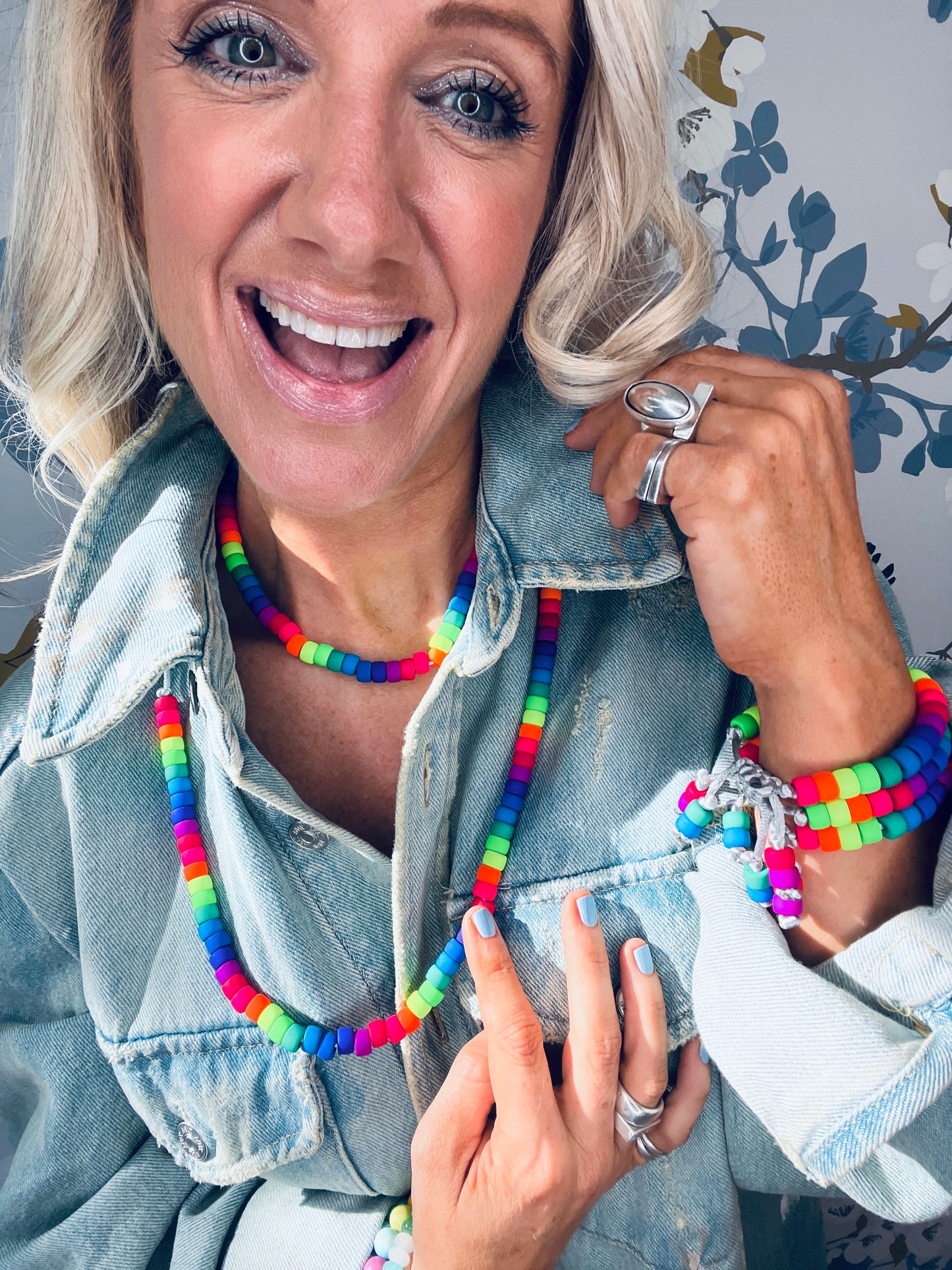 Matte Neon Czech Glass Necklace & Bracelet Set