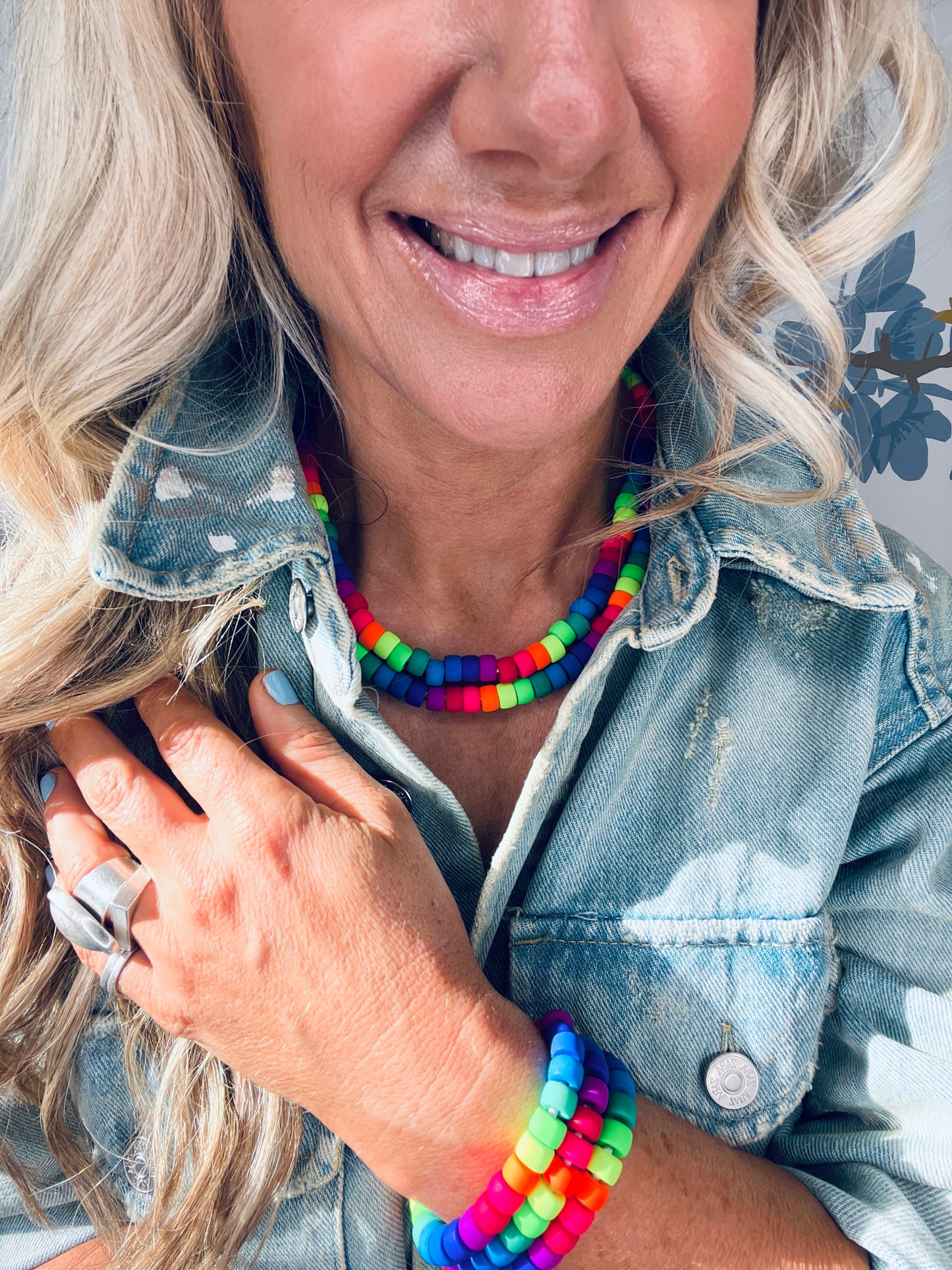 Matte Neon Czech Glass Necklace & Bracelet Set