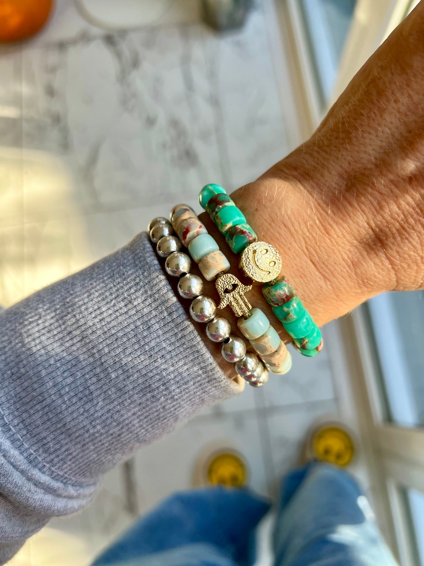 Gold Hamsa Gemstone Bracelet
