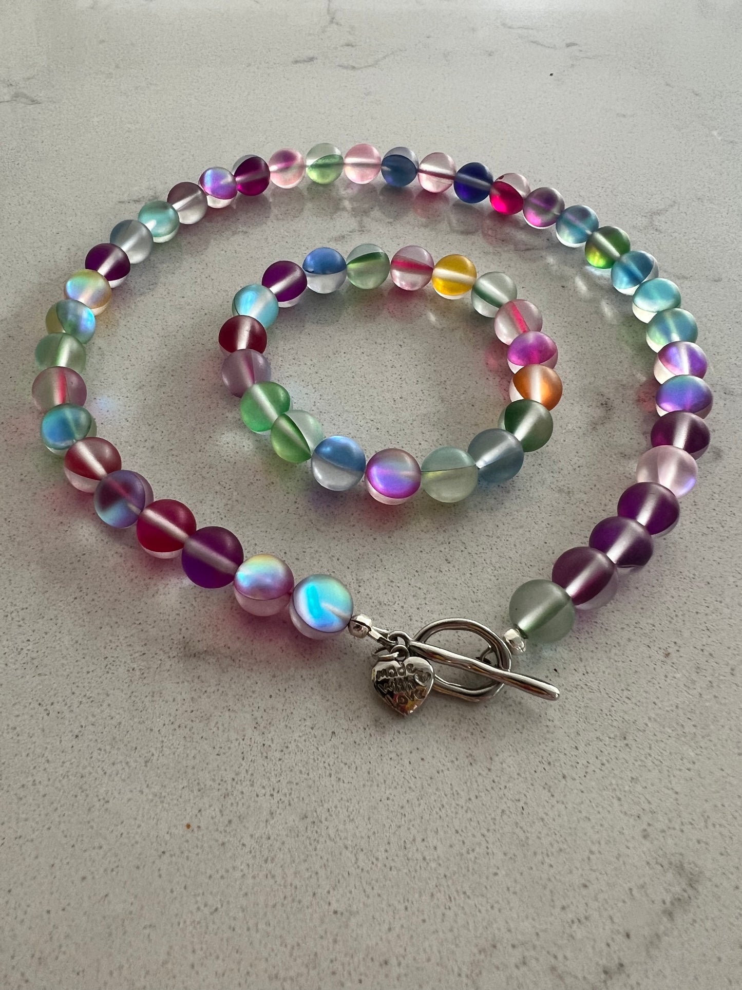 Unicorn Tears Beaded Necklace & Bracelet Set