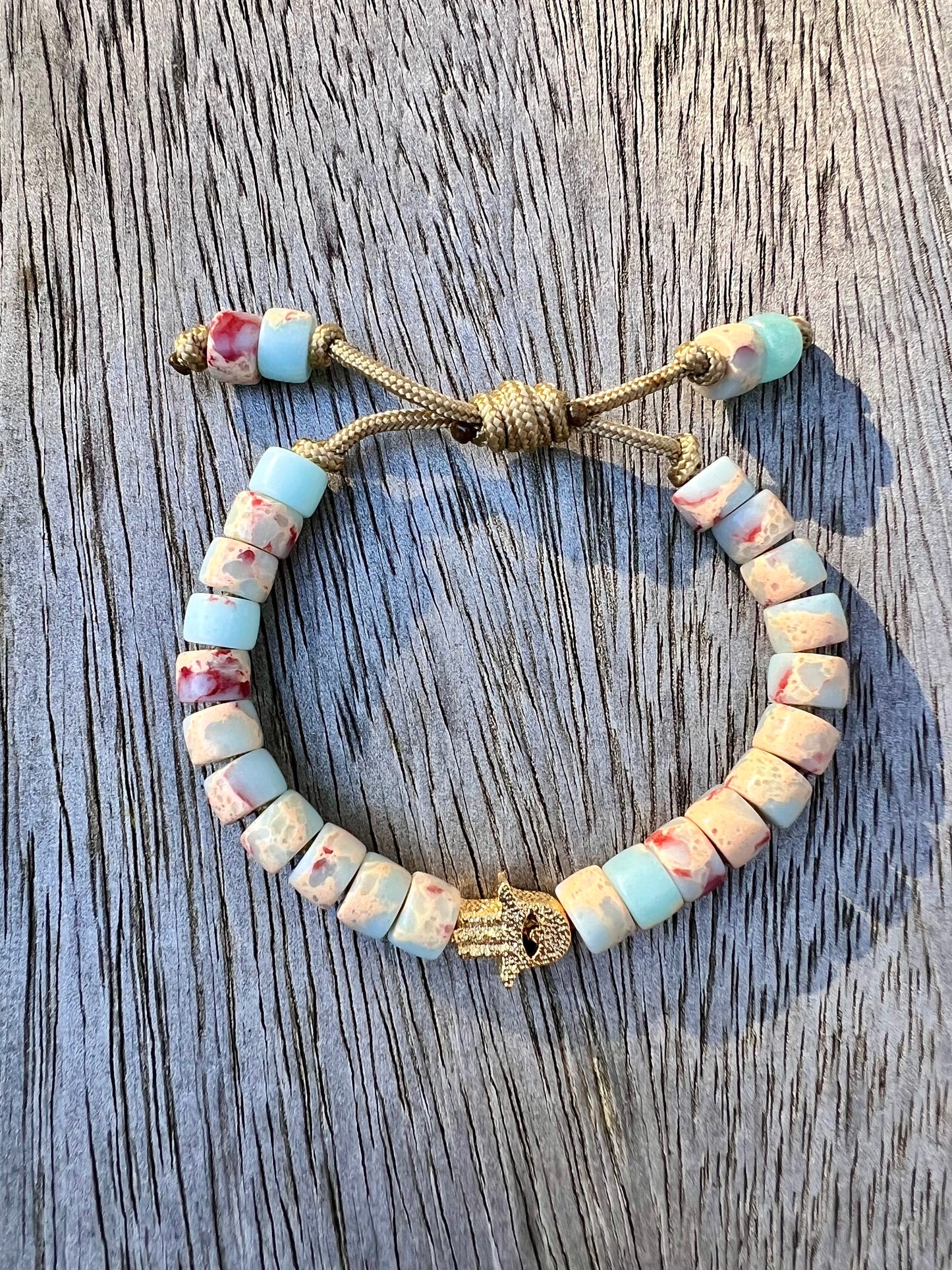 Gold Hamsa Gemstone Bracelet