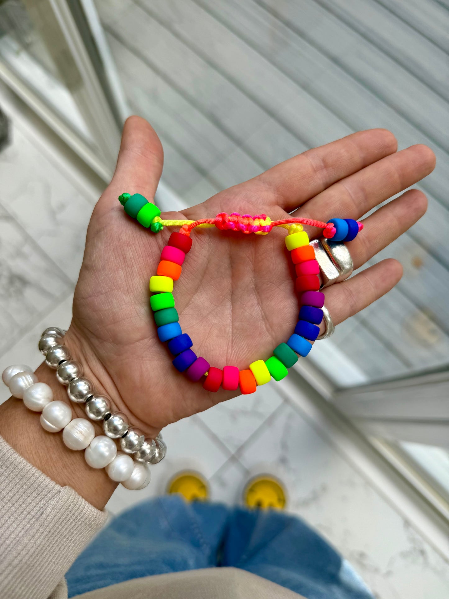 Matte Neon Czech Glass Pony Bead Bracelet