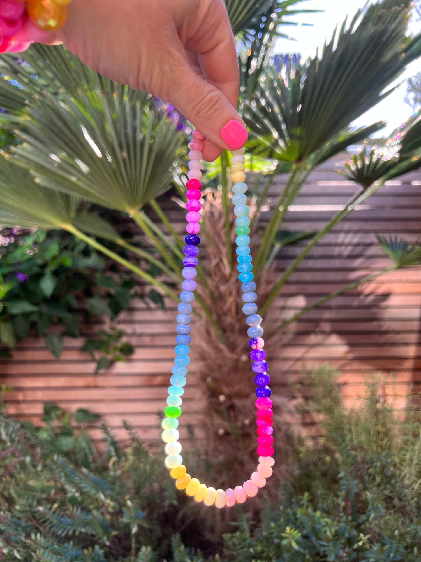 Opal Fruits Gemstone Necklace with Sterling Silver Clasp
