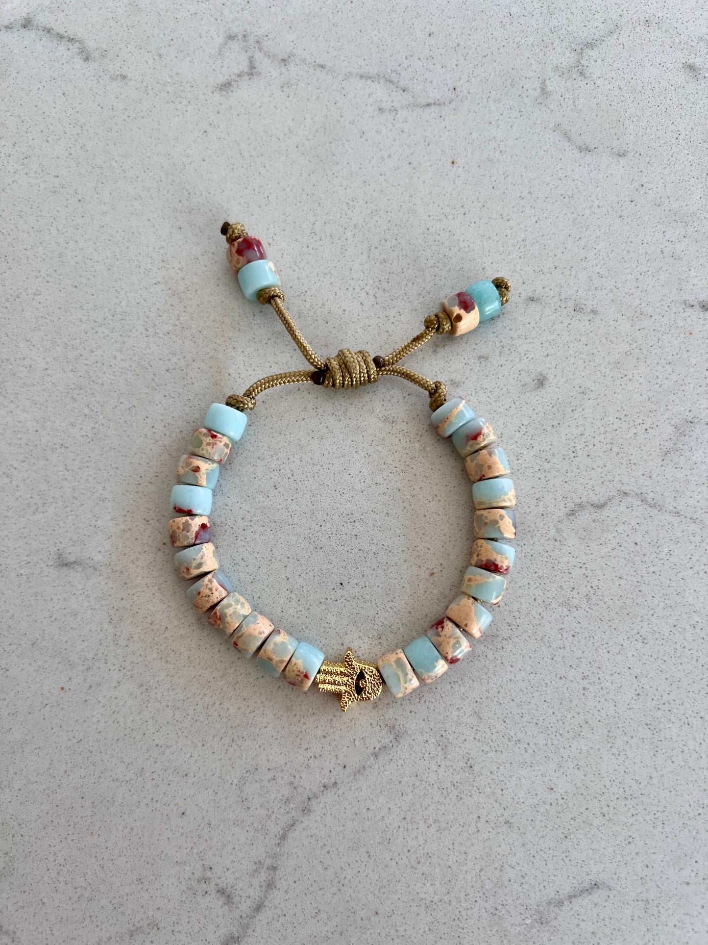 Gold Hamsa Gemstone Bracelet