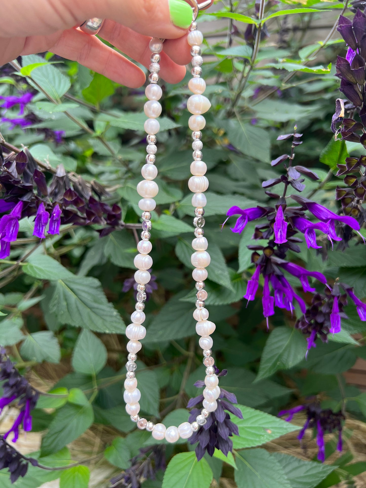 Silver Smiley Pearl Necklace