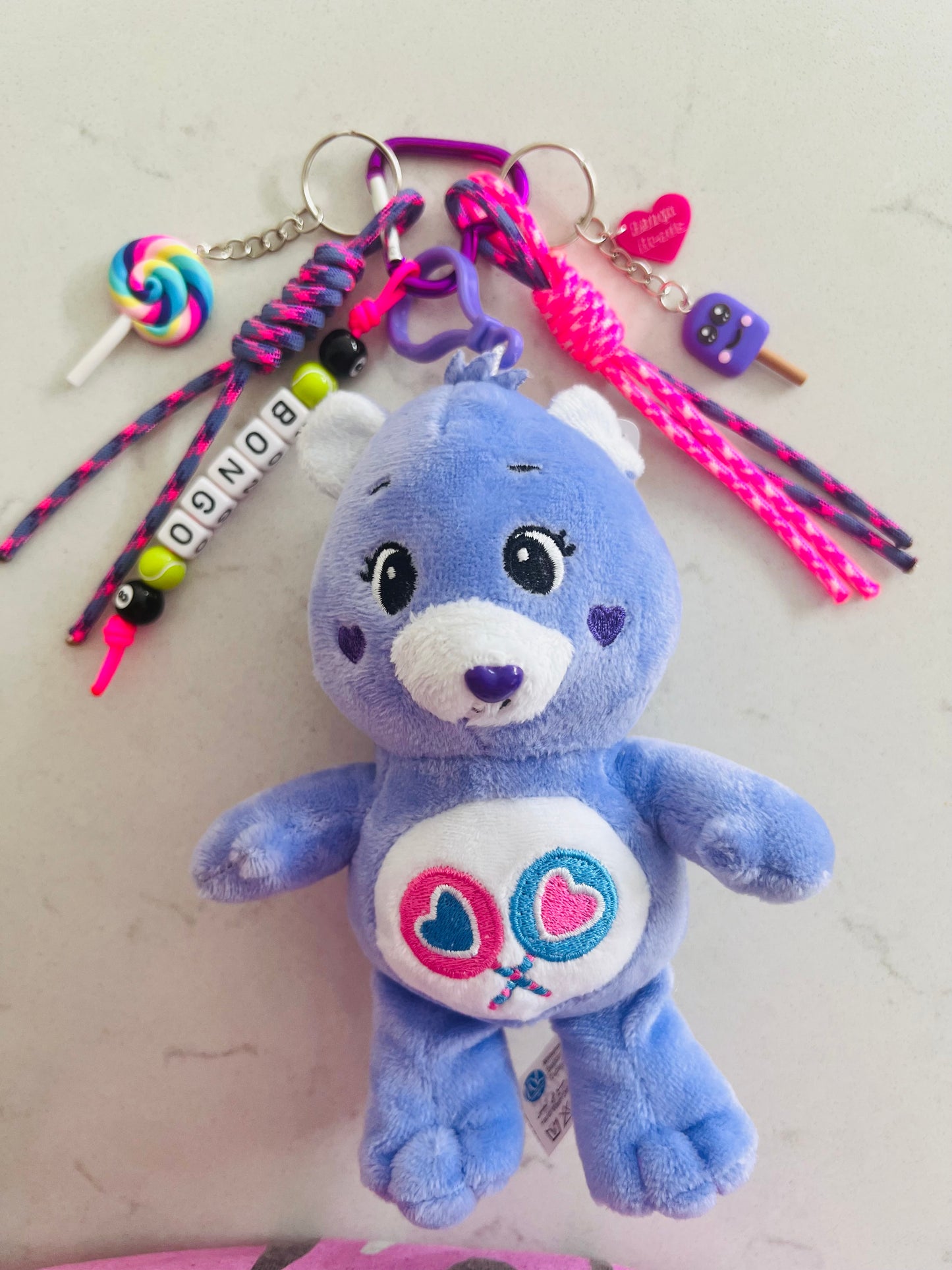 Purple Care Bear Bag Charm