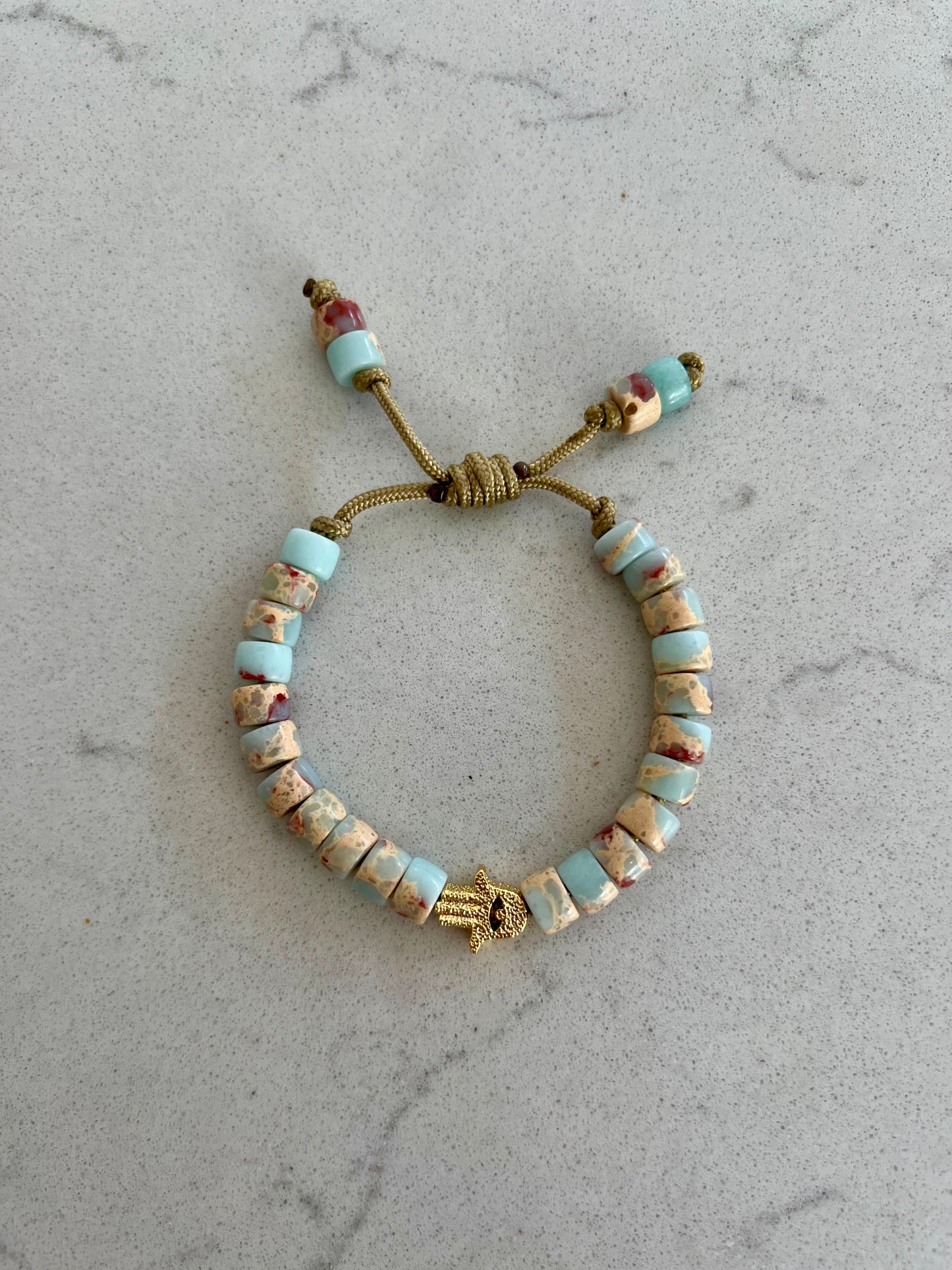Gold Hamsa Gemstone Bracelet