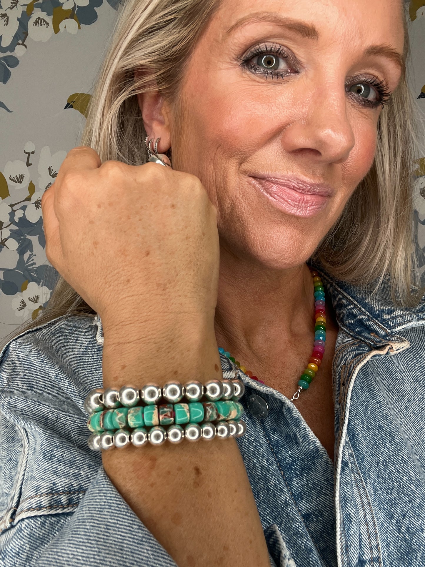 Chunky Stretch Silver Ball Bracelet