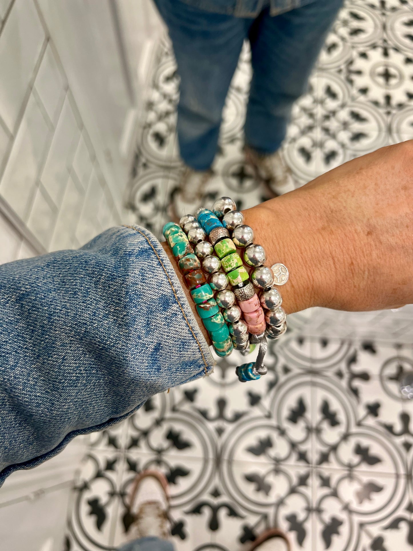 Teal Jasper Gemstone Bracelet