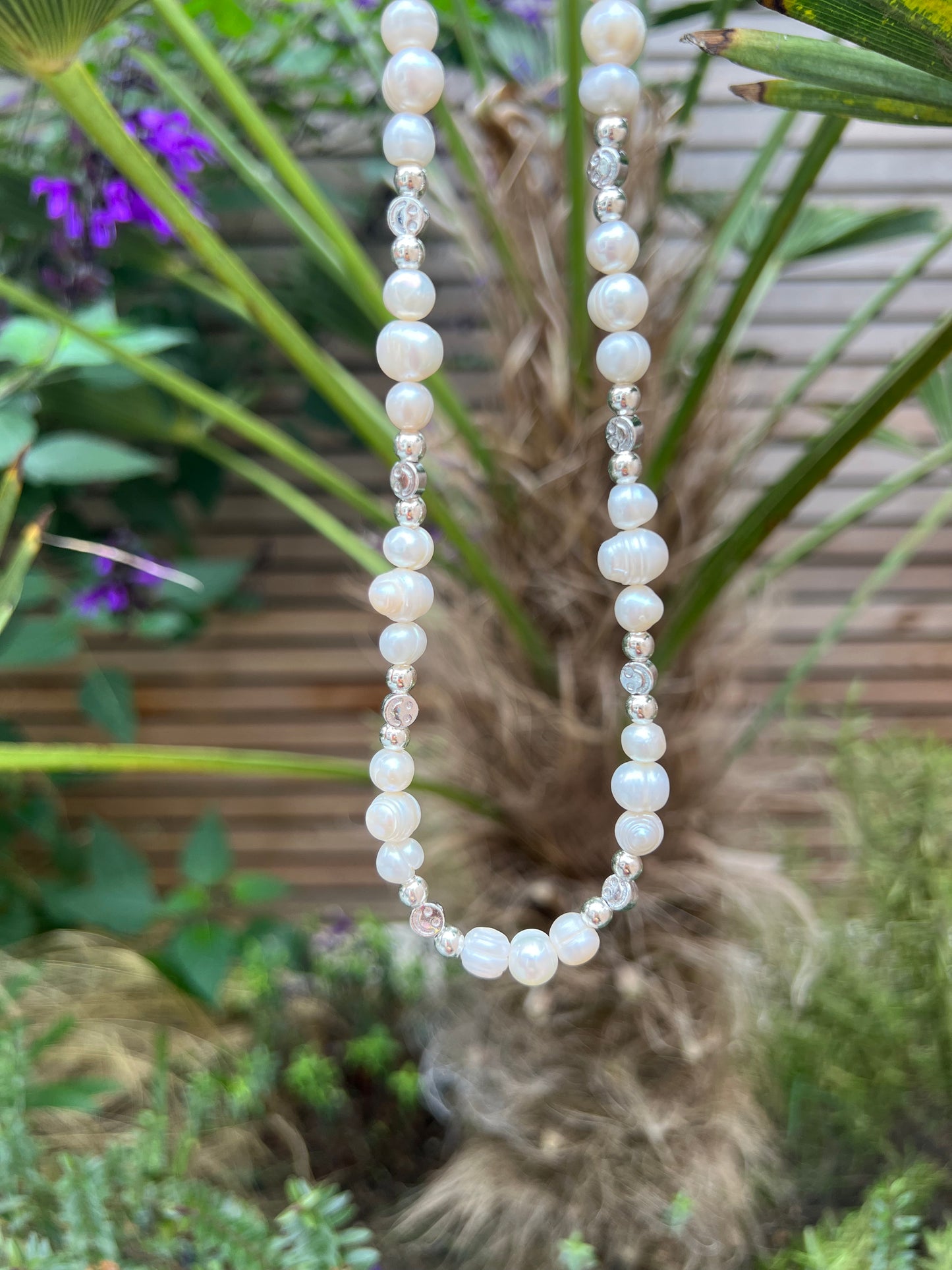 Silver Smiley Pearl Necklace