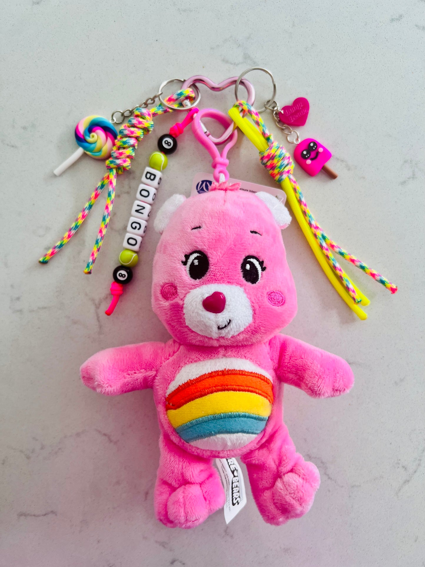 Pink Care Bear Bag Charm