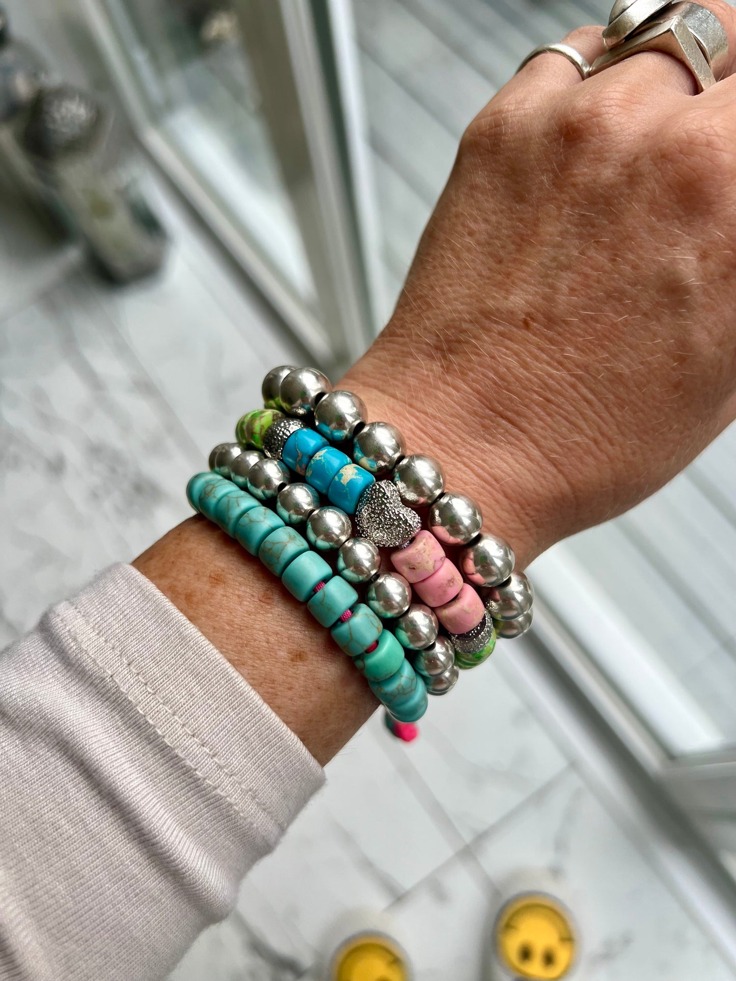 Chunky Stretch Silver Ball Bracelet