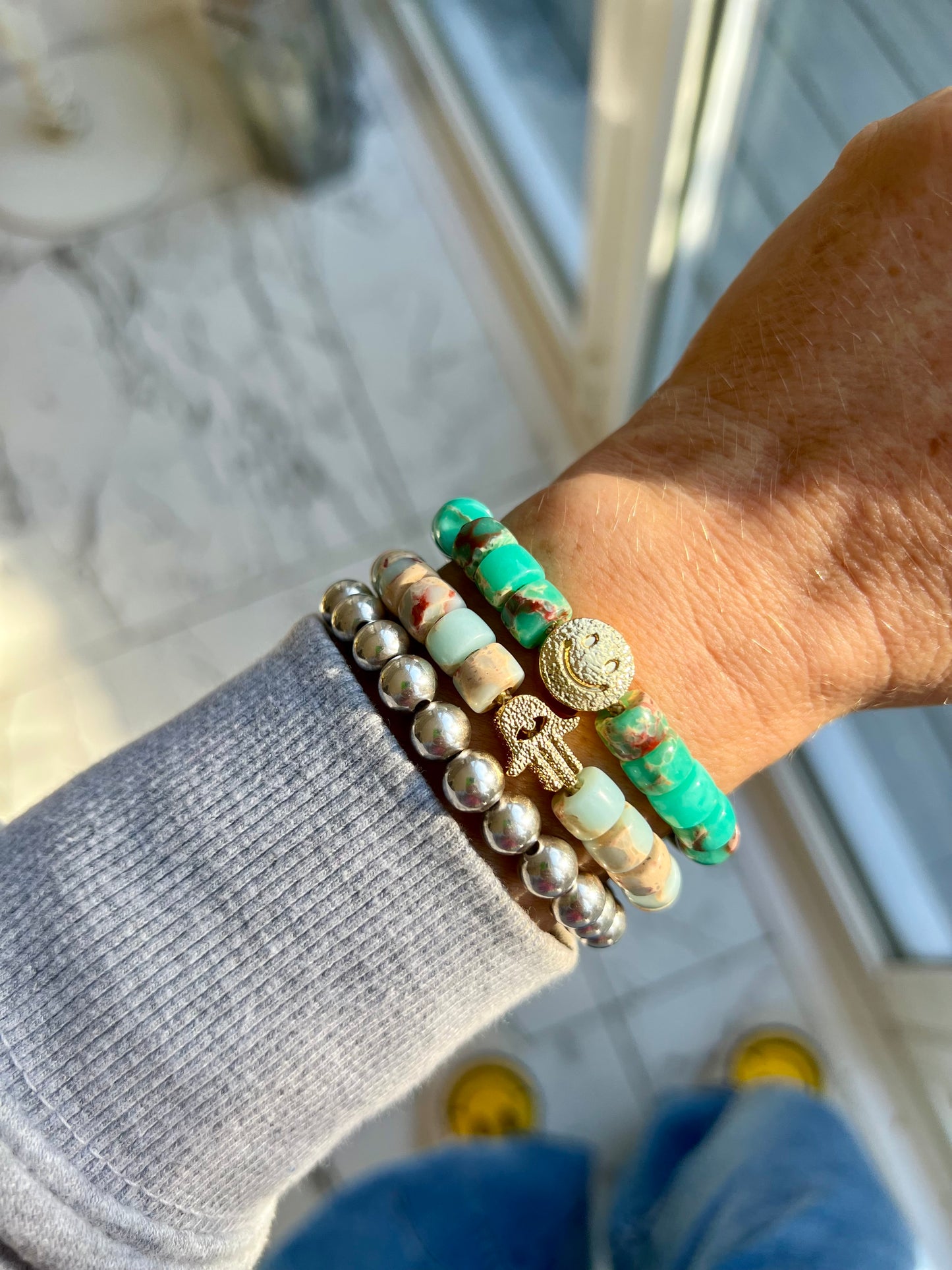 Gold Hamsa Gemstone Bracelet