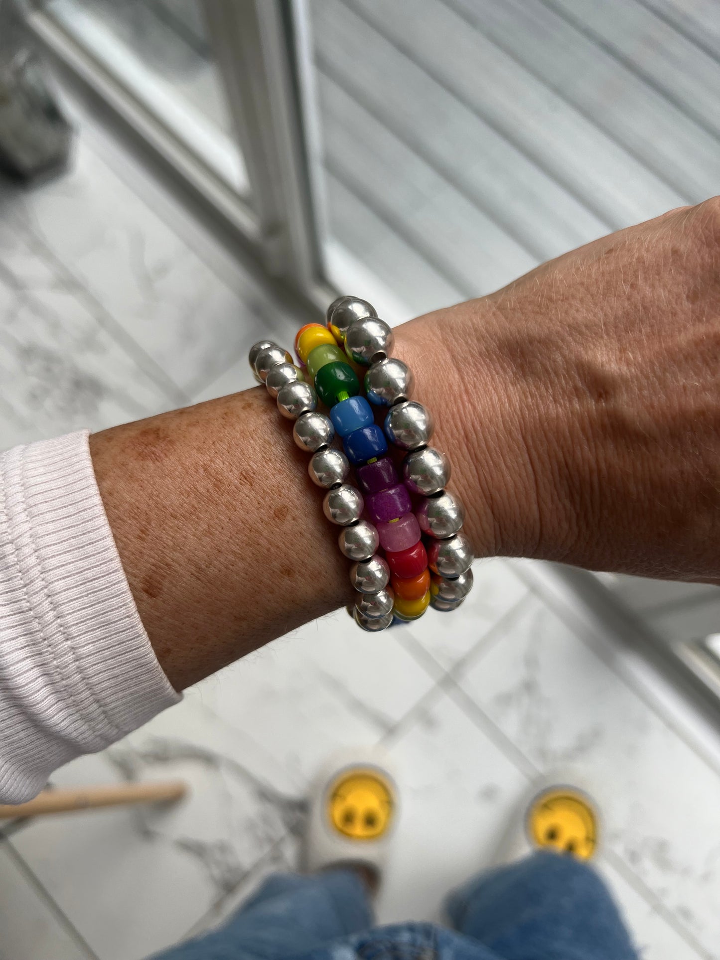 Chunky Stretch Silver Ball Bracelet