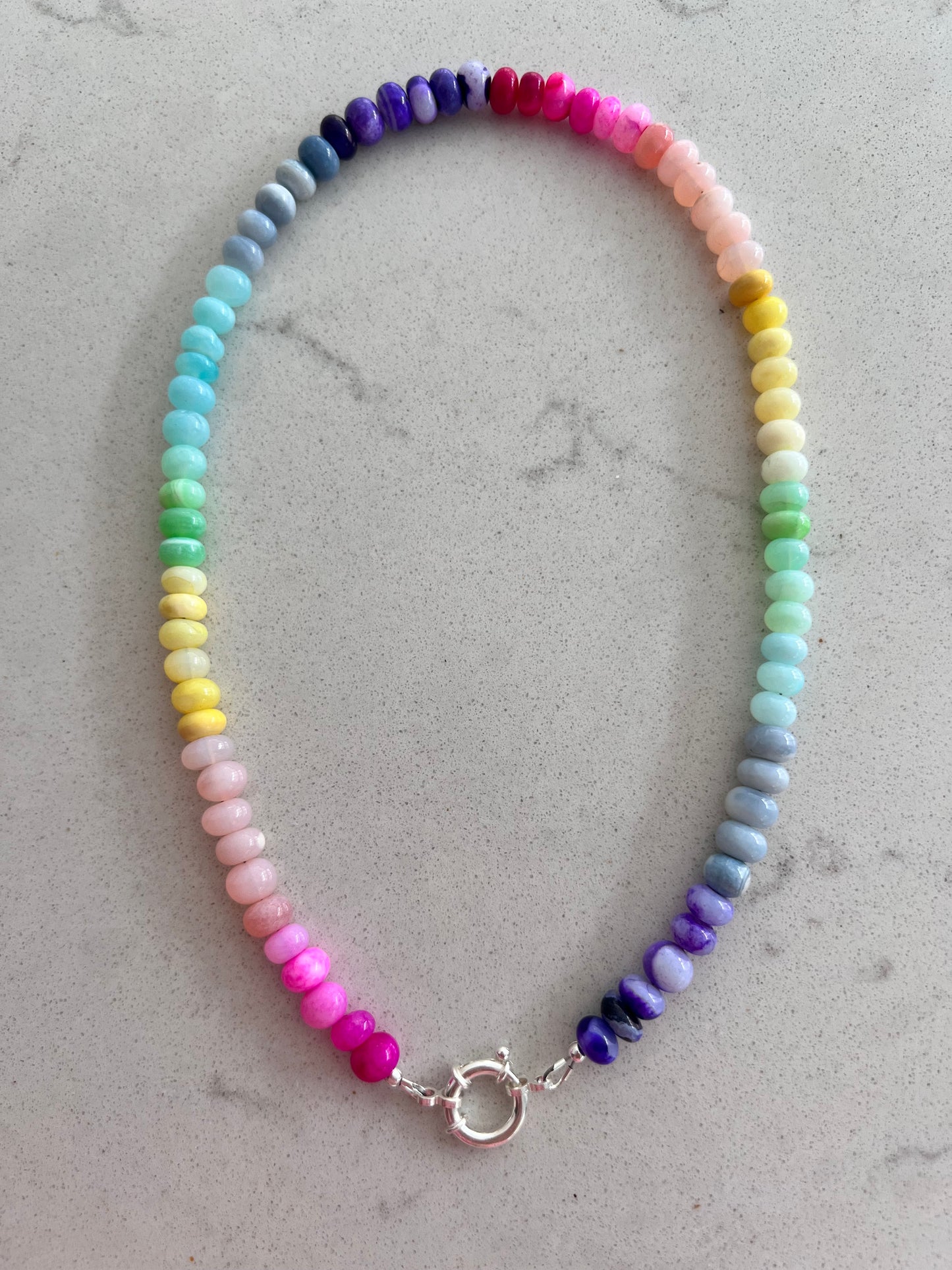 Opal Fruits Gemstone Necklace with Sterling Silver Clasp
