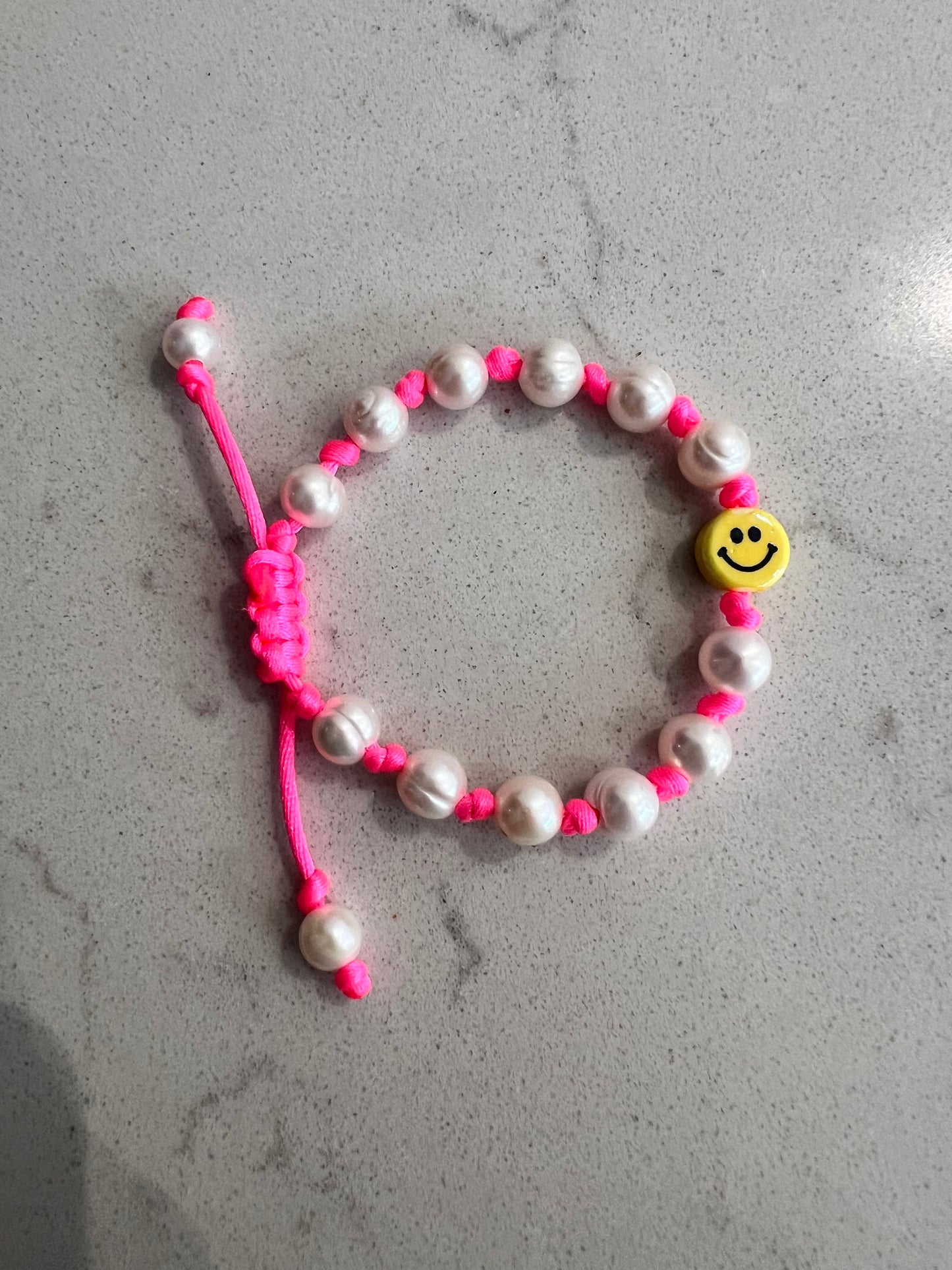 Hand Knotted Neon Smiley Pearl Bracelet ππ€