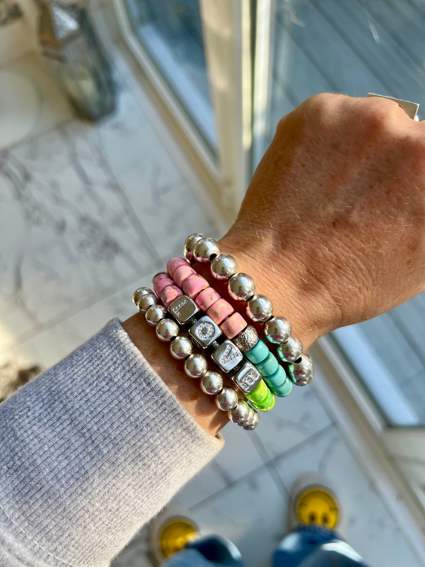 Chunky Stretch Silver Ball Bracelet