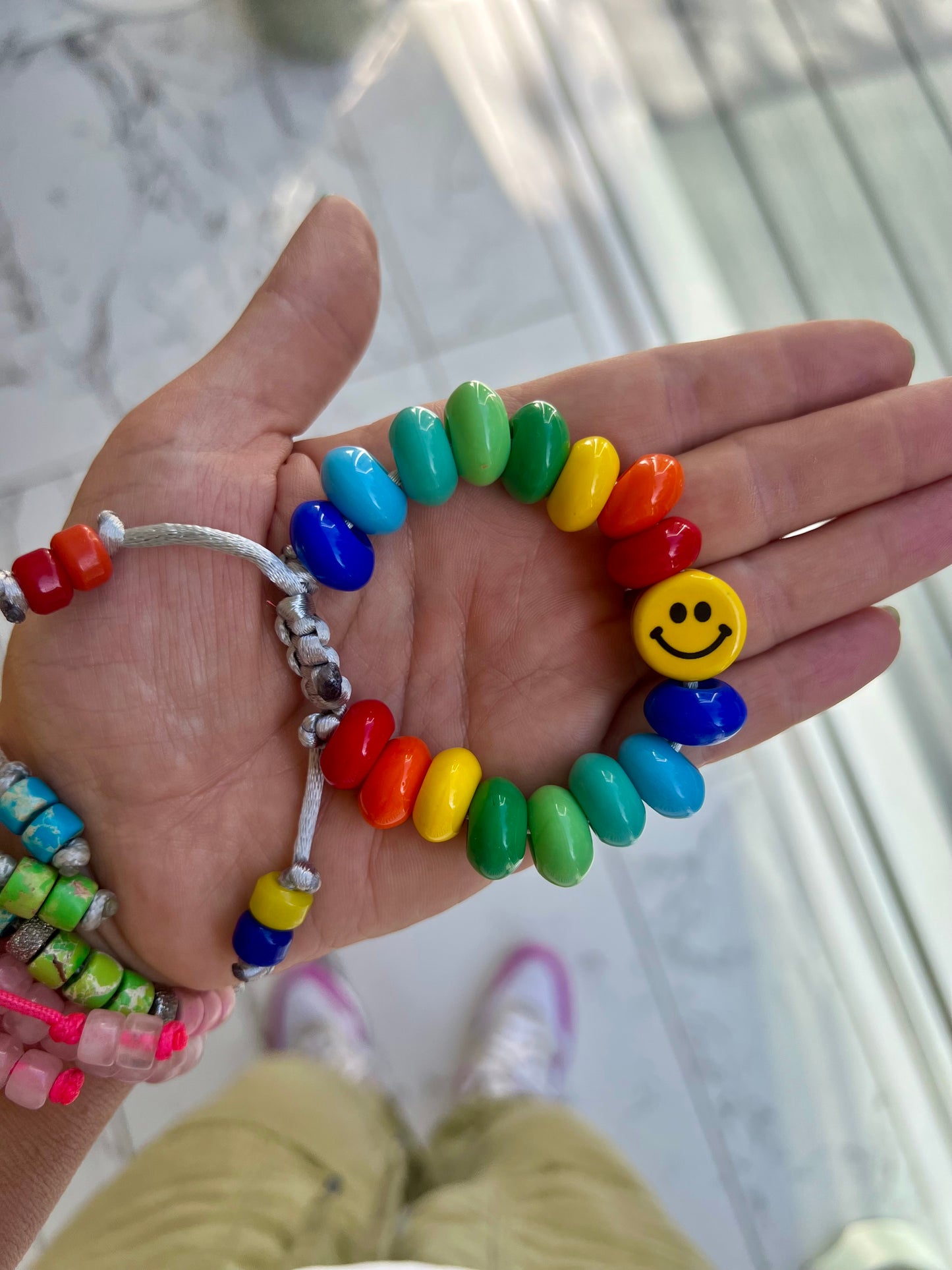 Giant Czech Glass Happy Bracelet