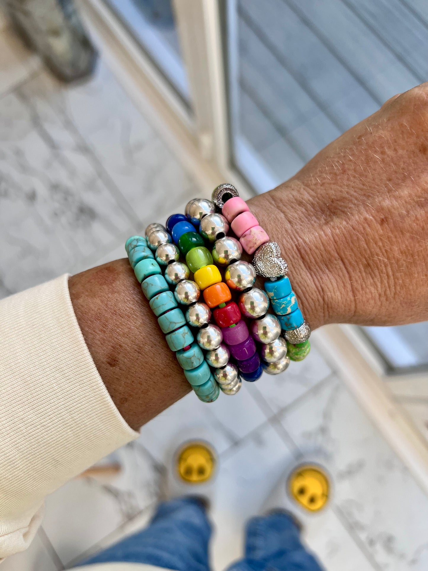 Chunky Stretch Silver Ball Bracelet