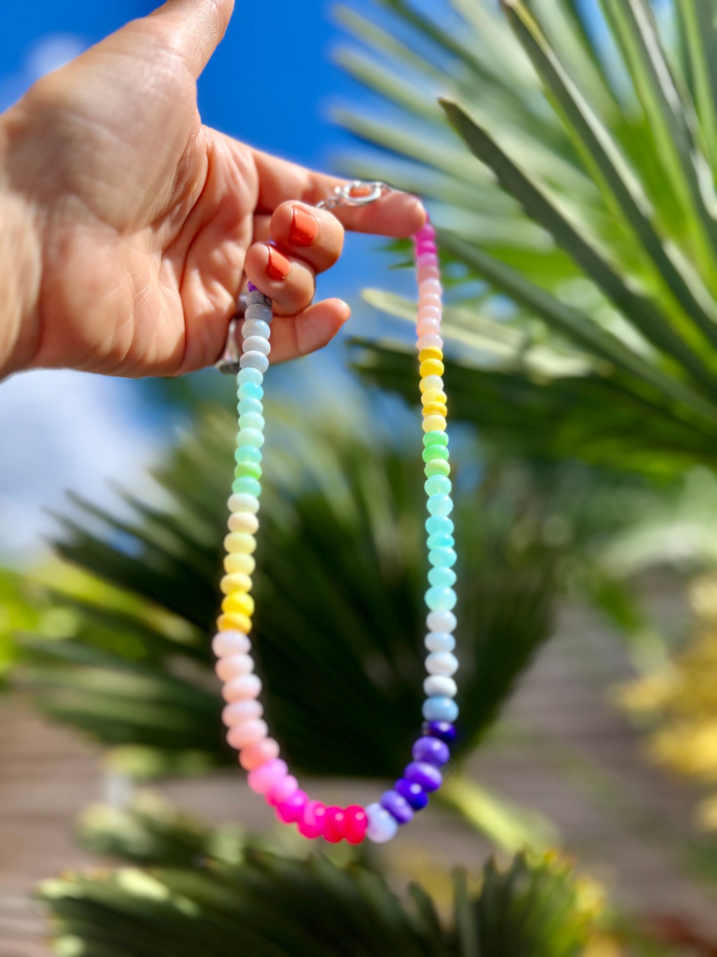 Opal Fruits Gemstone Necklace with Sterling Silver Clasp