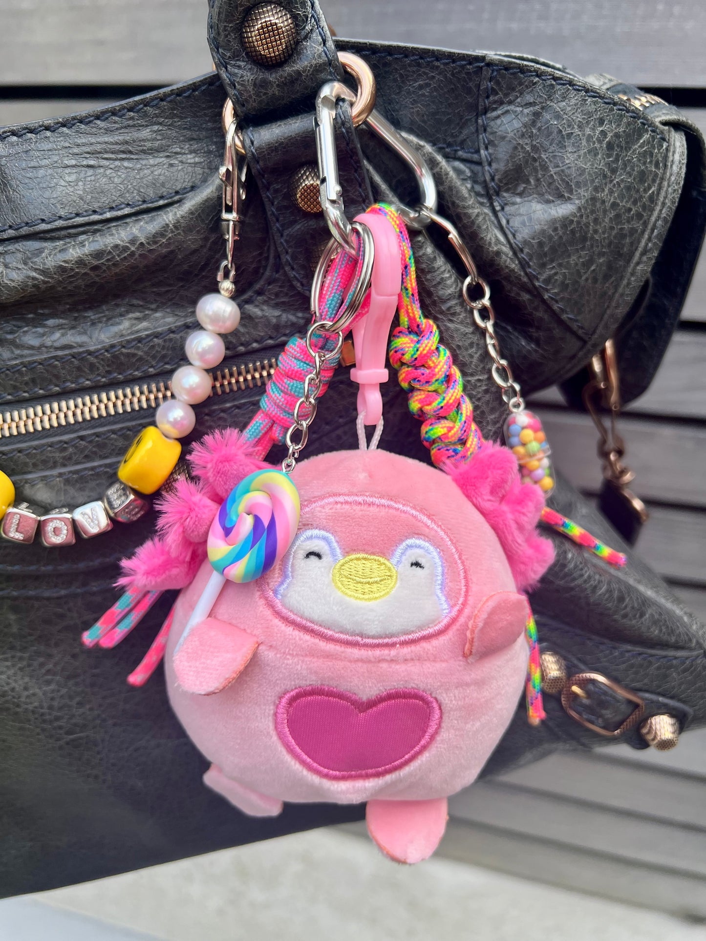 Fur Baby Bag Charm (Pink Heart)