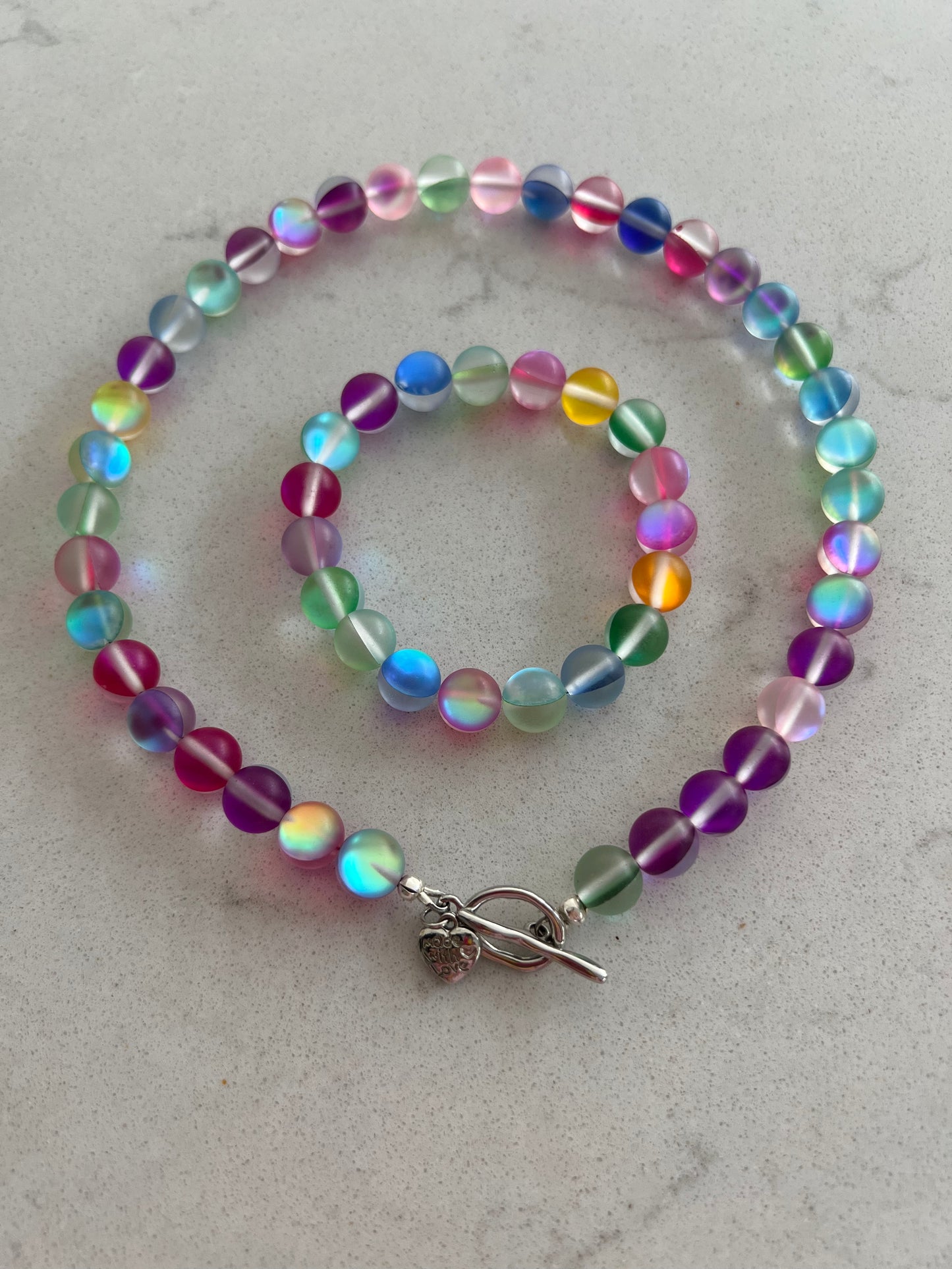 Unicorn Tears Beaded Necklace & Bracelet Set