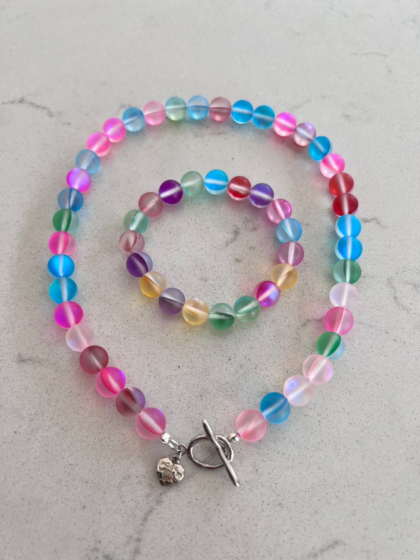 Unicorn Tears Beaded Necklace & Bracelet Set