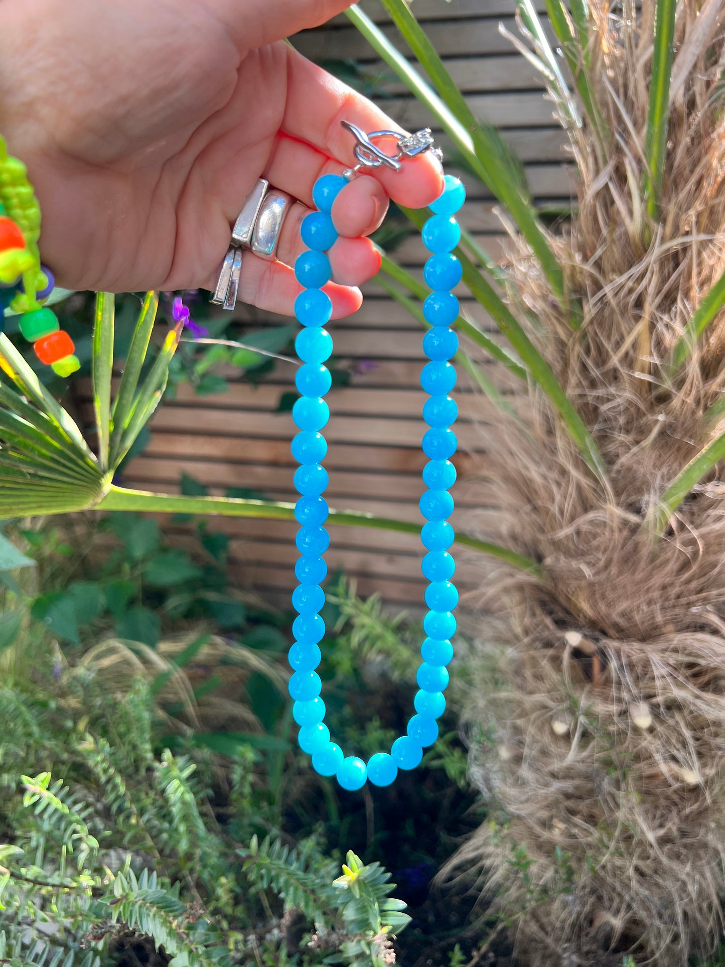 Blue Jade Semi-Precious Necklace & Bracelet Set π©΅π