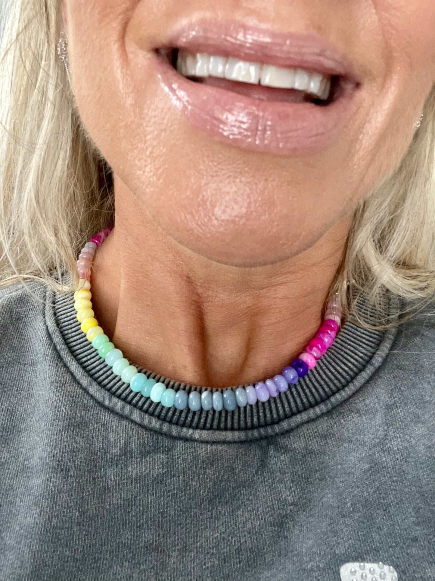 Opal Fruits Gemstone Necklace with Sterling Silver Clasp