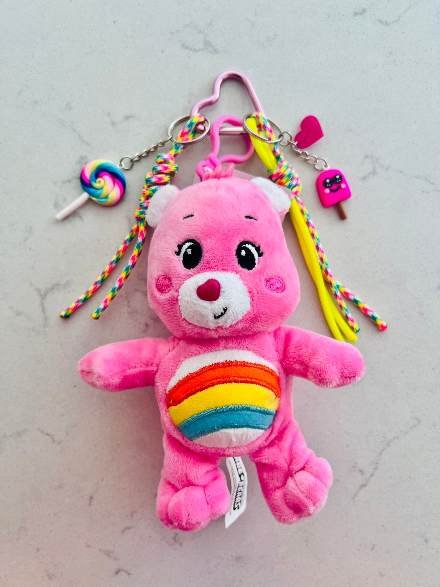 Pink Care Bear Bag Charm