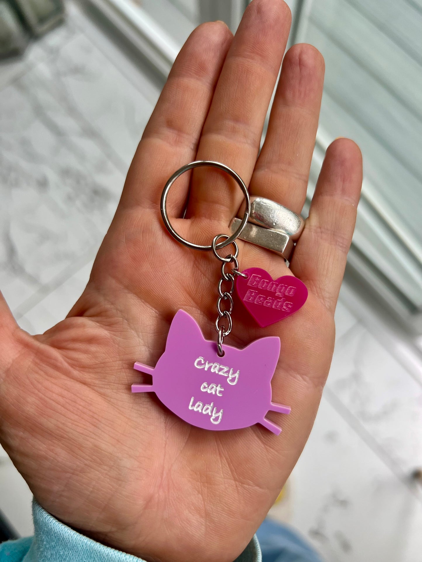 Crazy Cat Lady Key Ring (Grape)