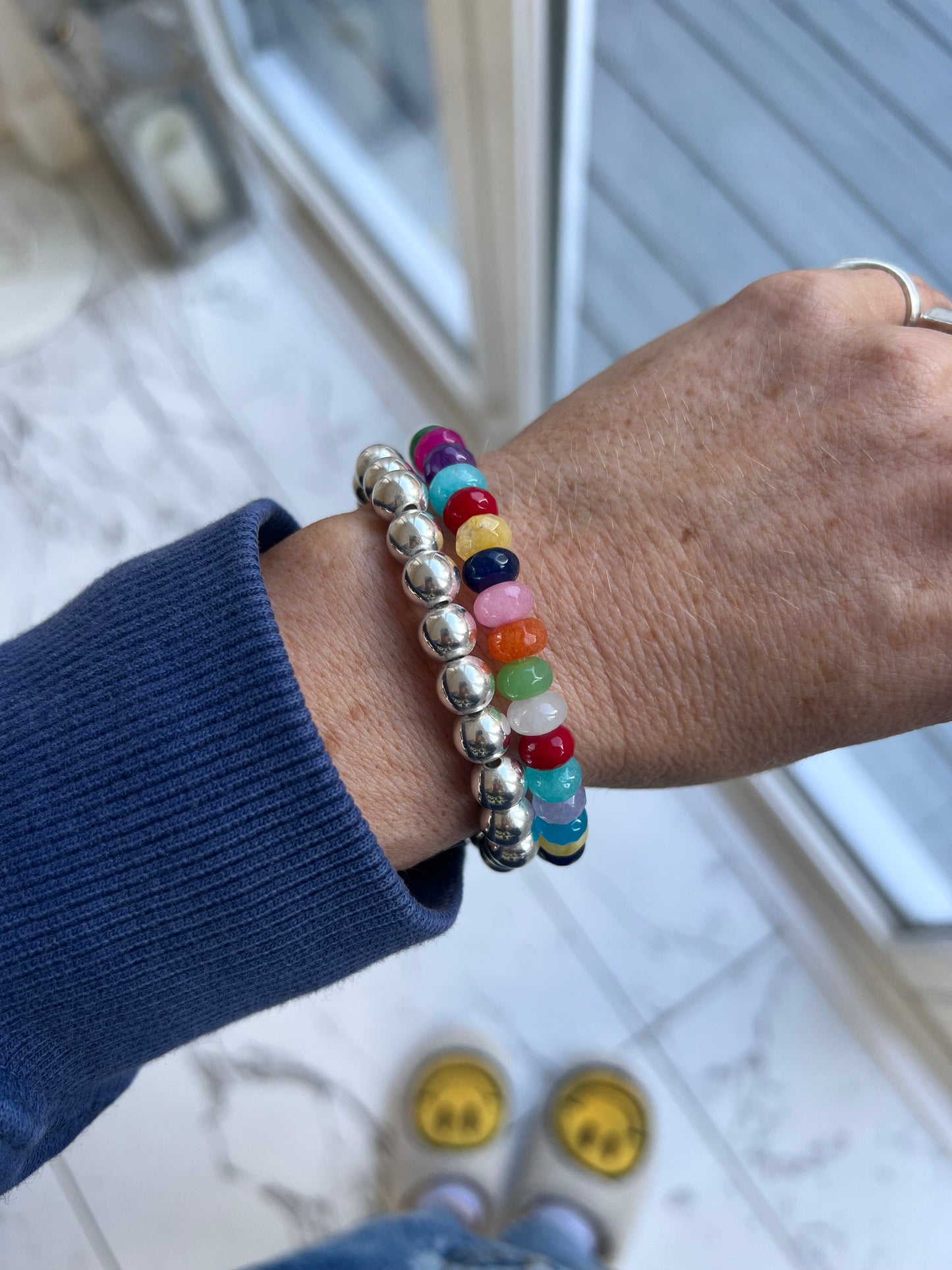 Stretchy Silver Ball Bracelet