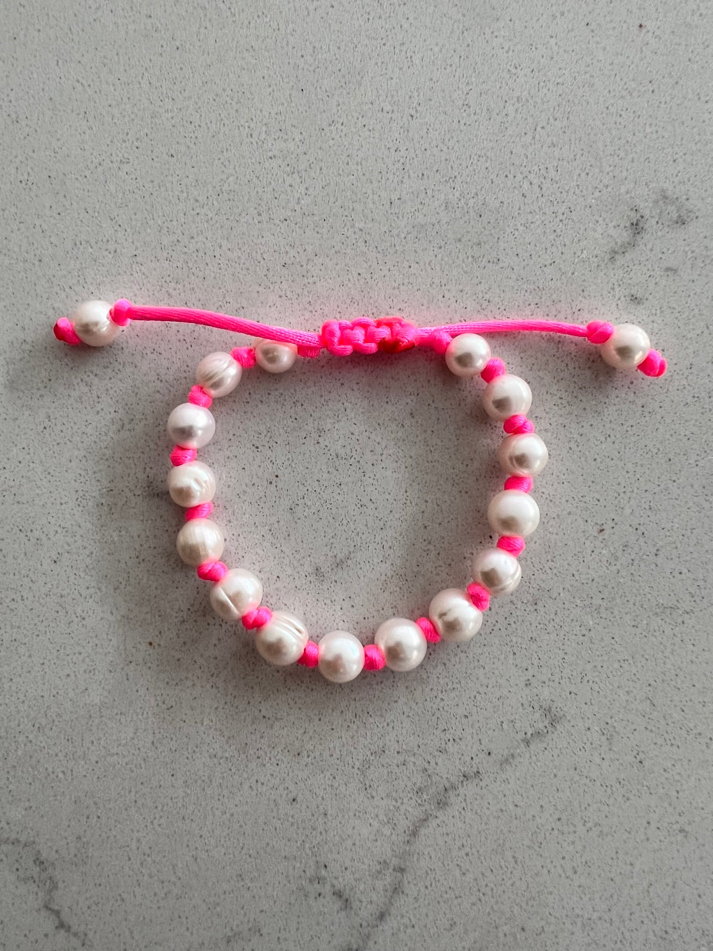 Neon Hand Knotted Pearl Bracelet
