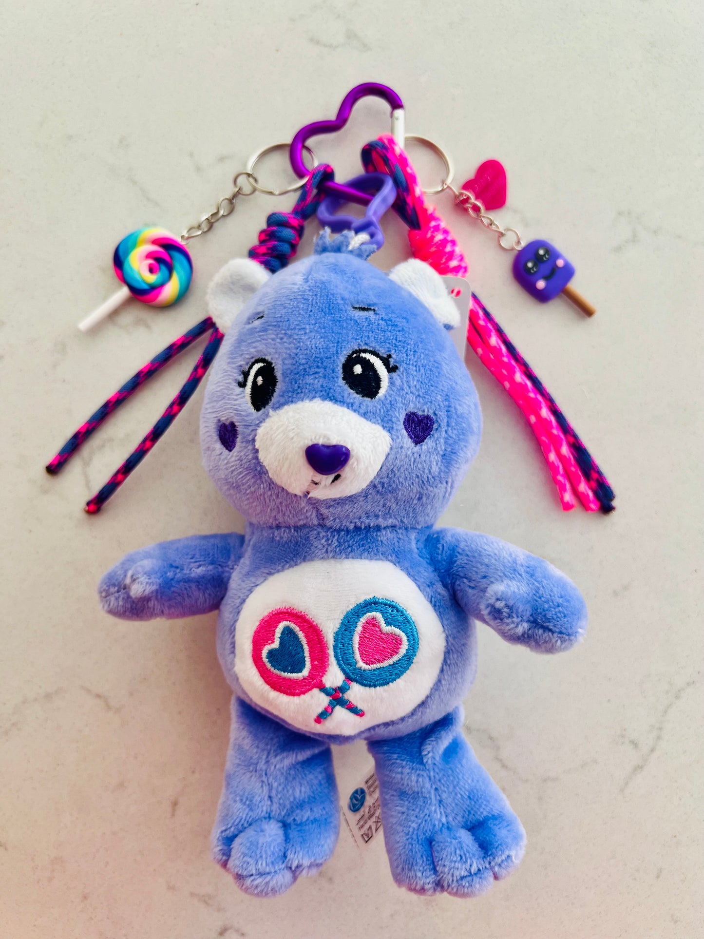 Purple Care Bear Bag Charm