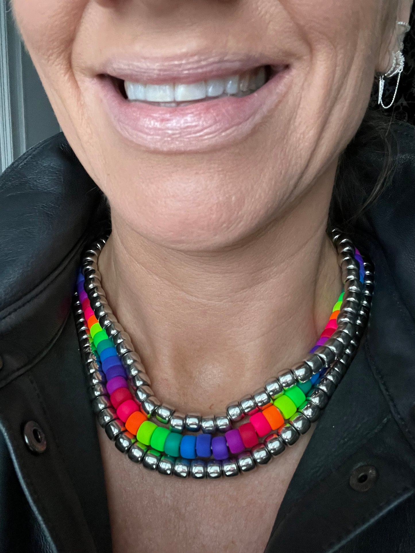 Silver Beaded Necklace & Bracelet Set