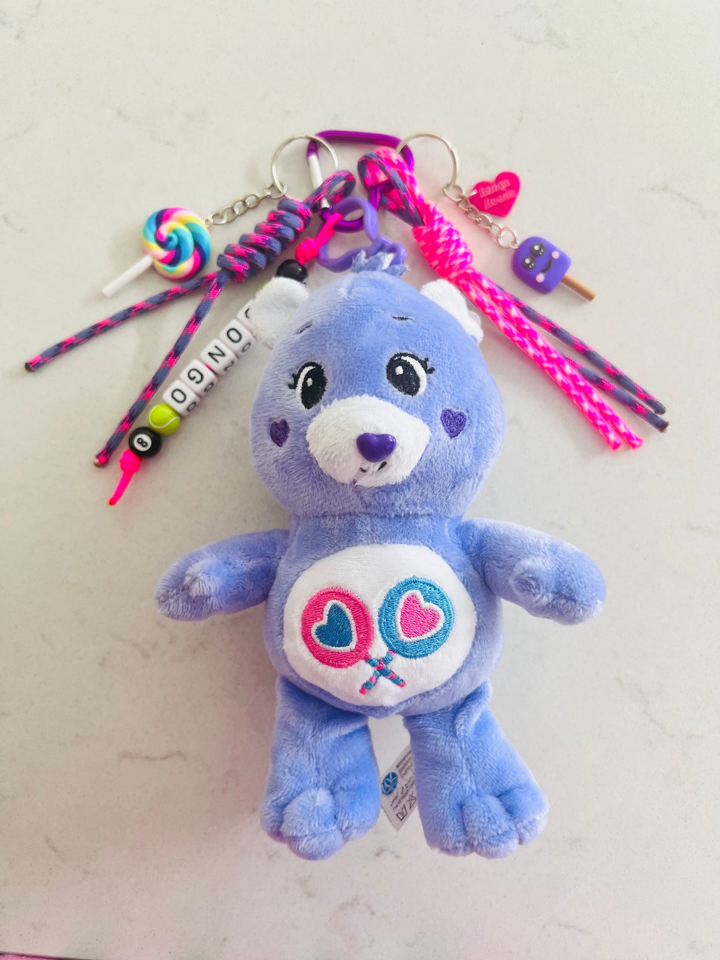 Purple Care Bear Bag Charm