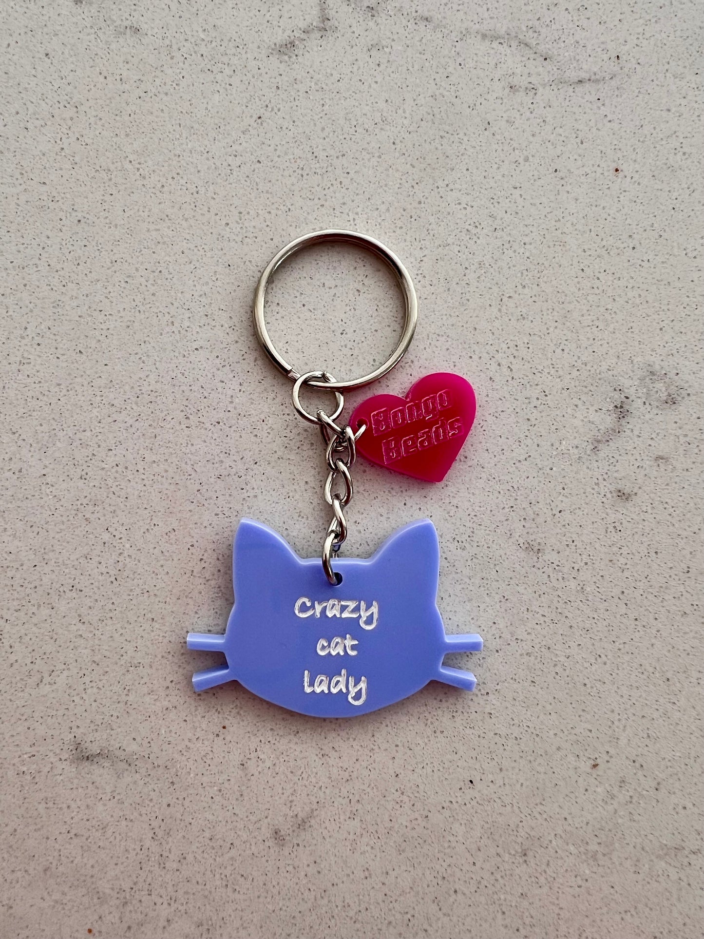 Crazy Cat Lady Key Ring (Bubblegum Blue)