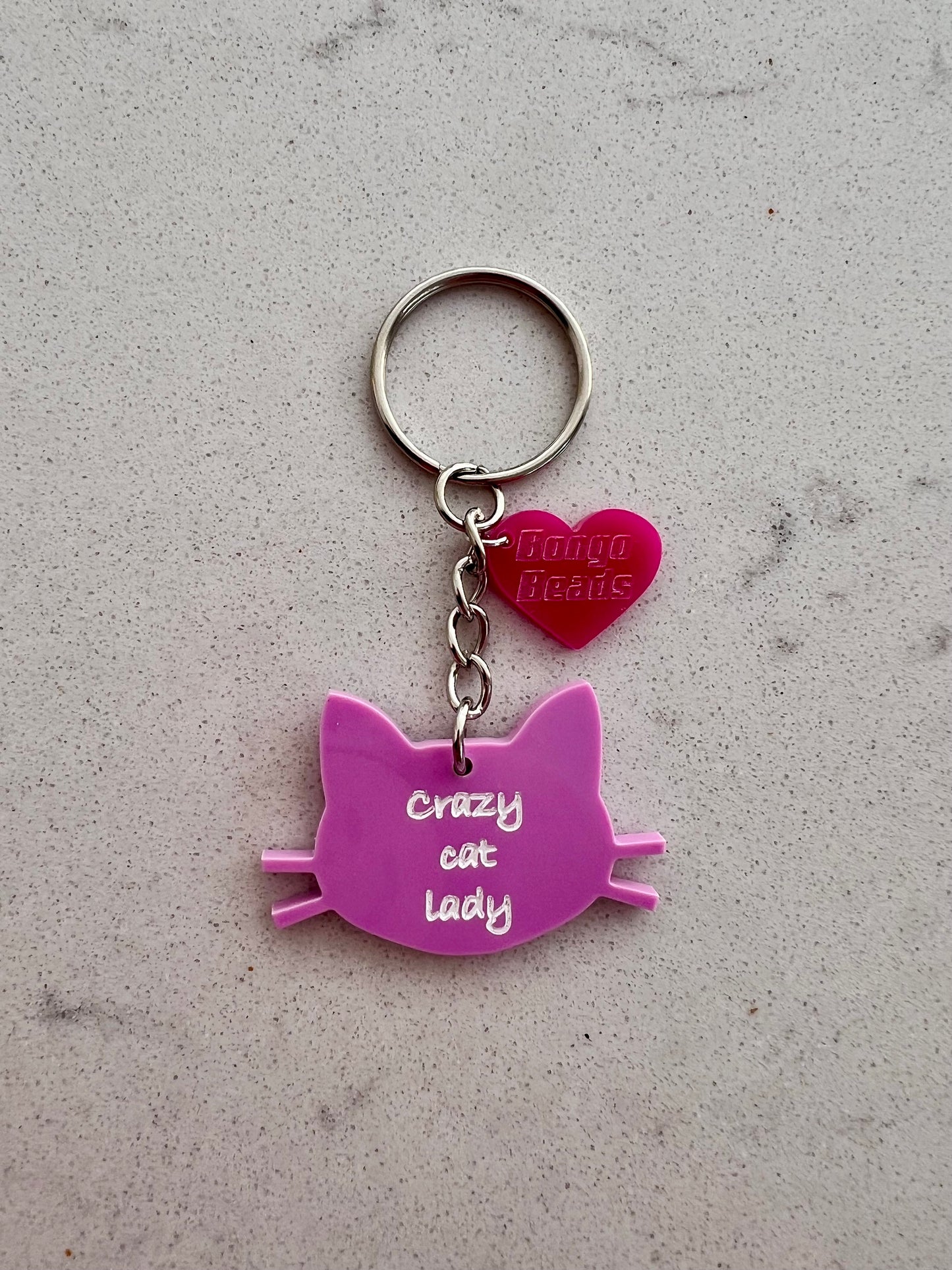 Crazy Cat Lady Key Ring (Grape)