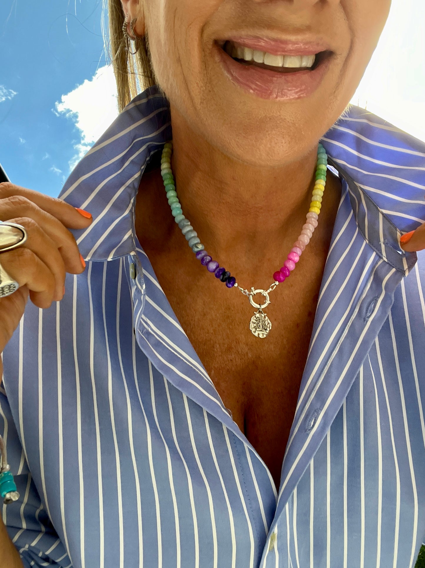 Opal Fruits Gemstone Necklace with Sterling Silver Clasp
