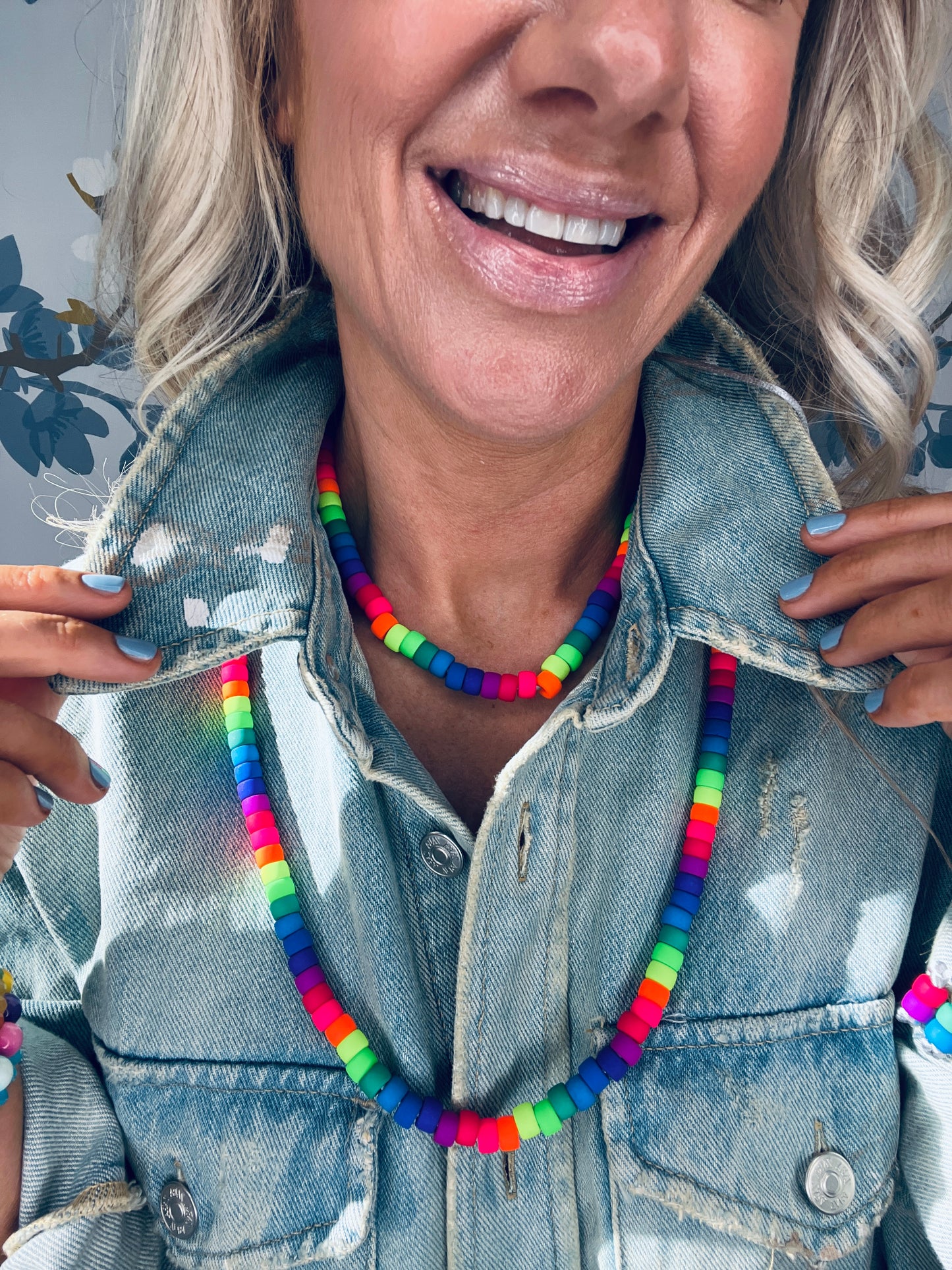 Matte Neon Czech Glass Pony Bead Necklace