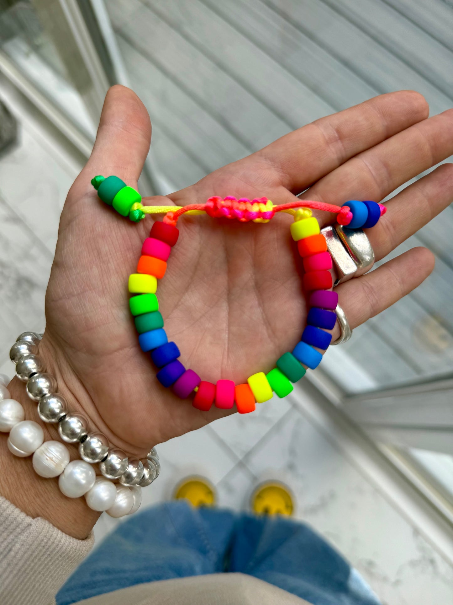 Matte Neon Czech Glass Pony Bead Bracelet