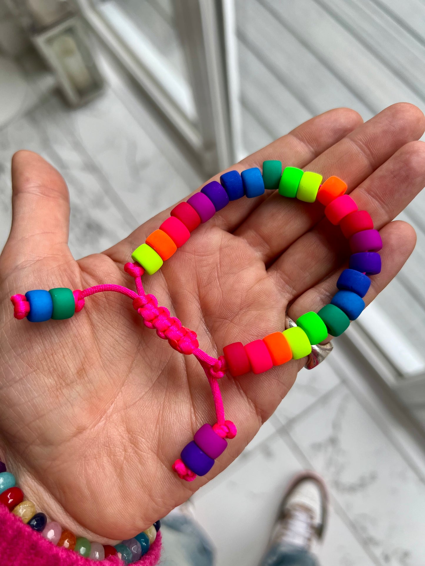 Matte Neon Czech Glass Pony Bead Bracelet