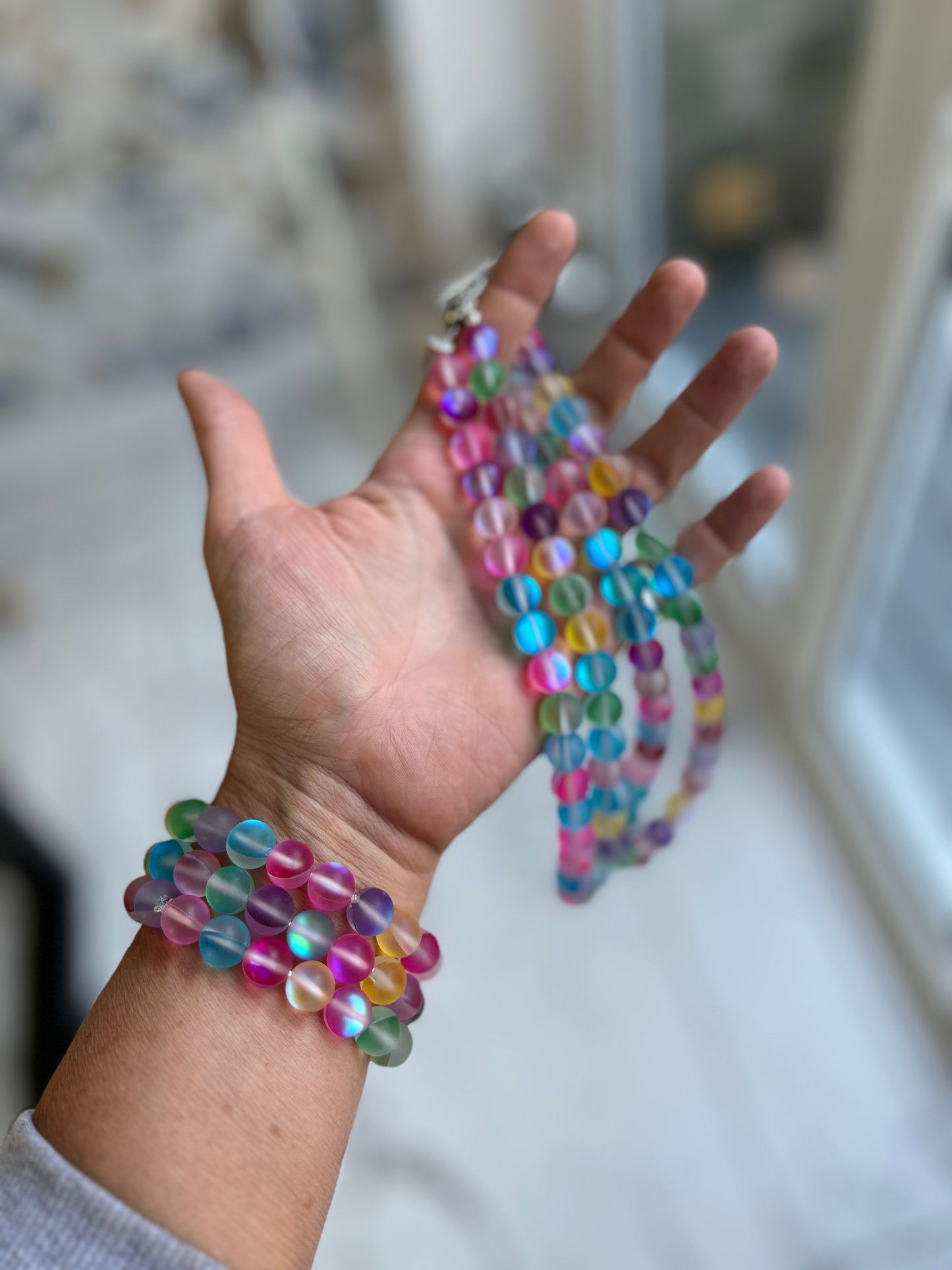 Unicorn Tears Beaded Necklace & Bracelet Set