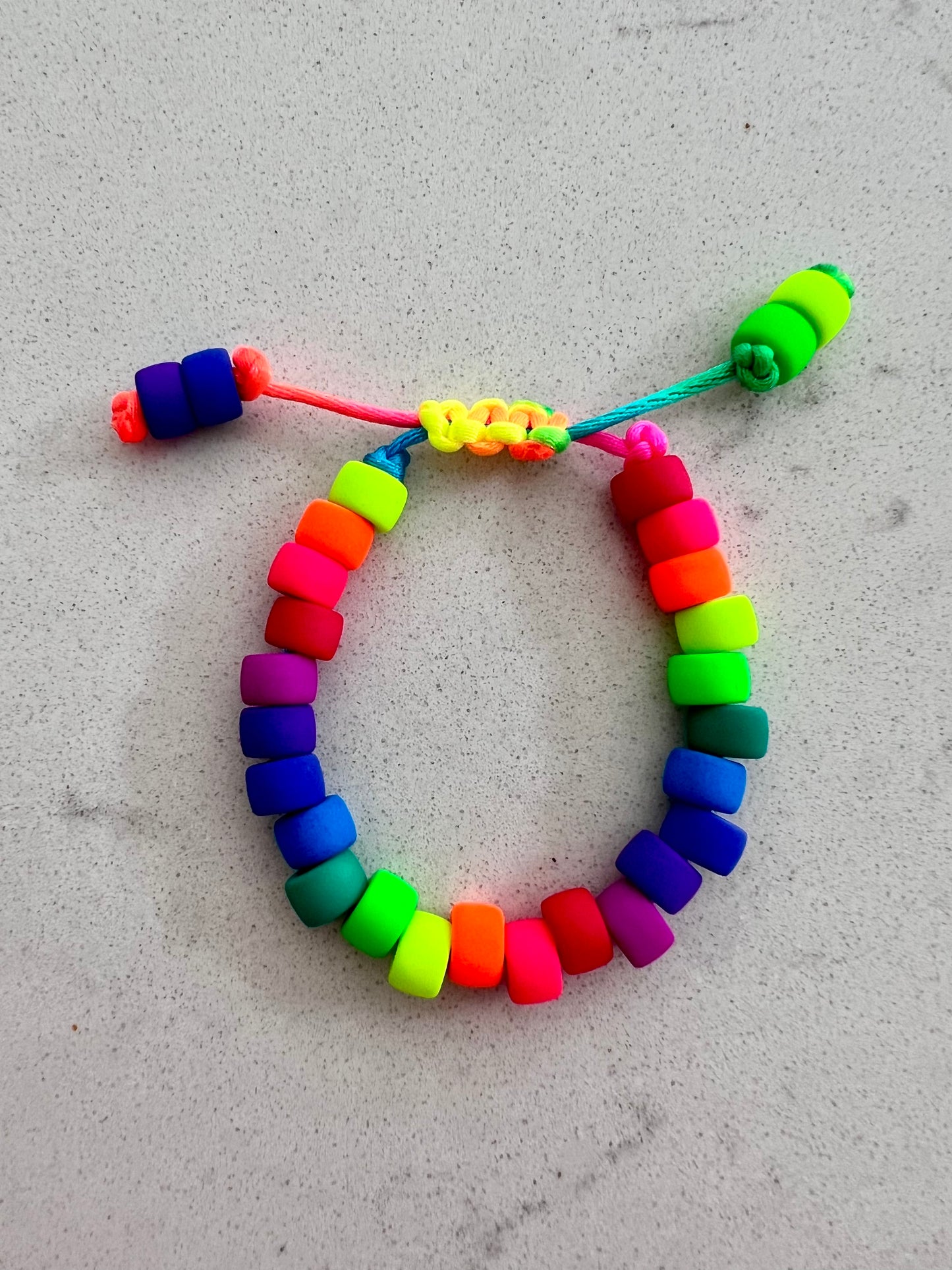 Matte Neon Czech Glass Pony Bead Bracelet