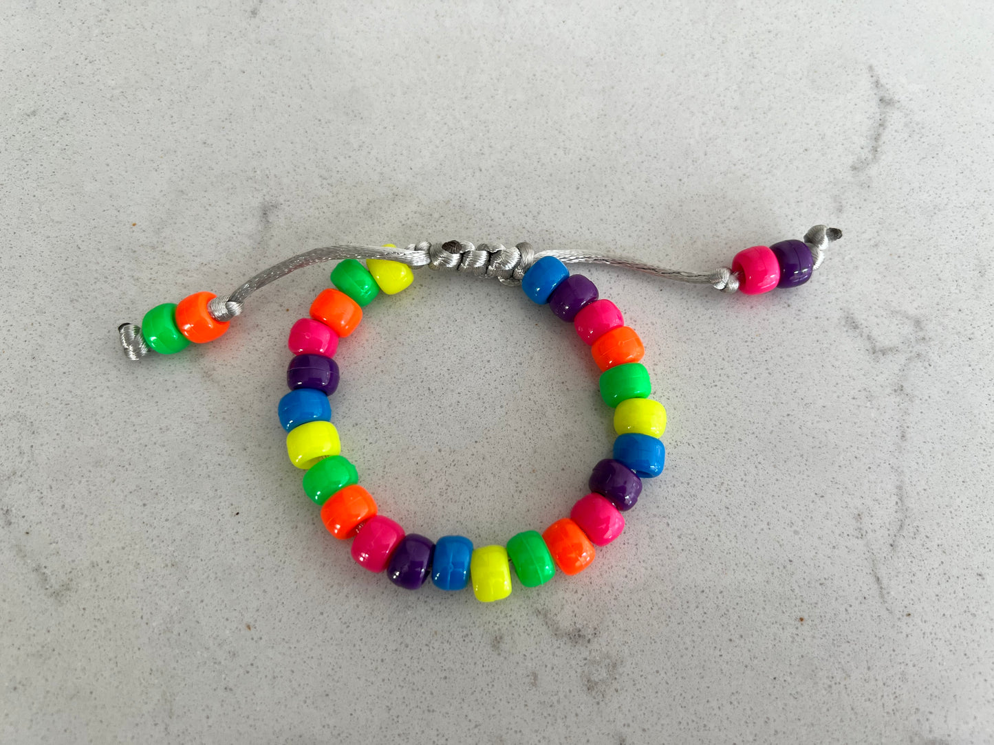 Neon Beaded Necklace & Bracelet Set