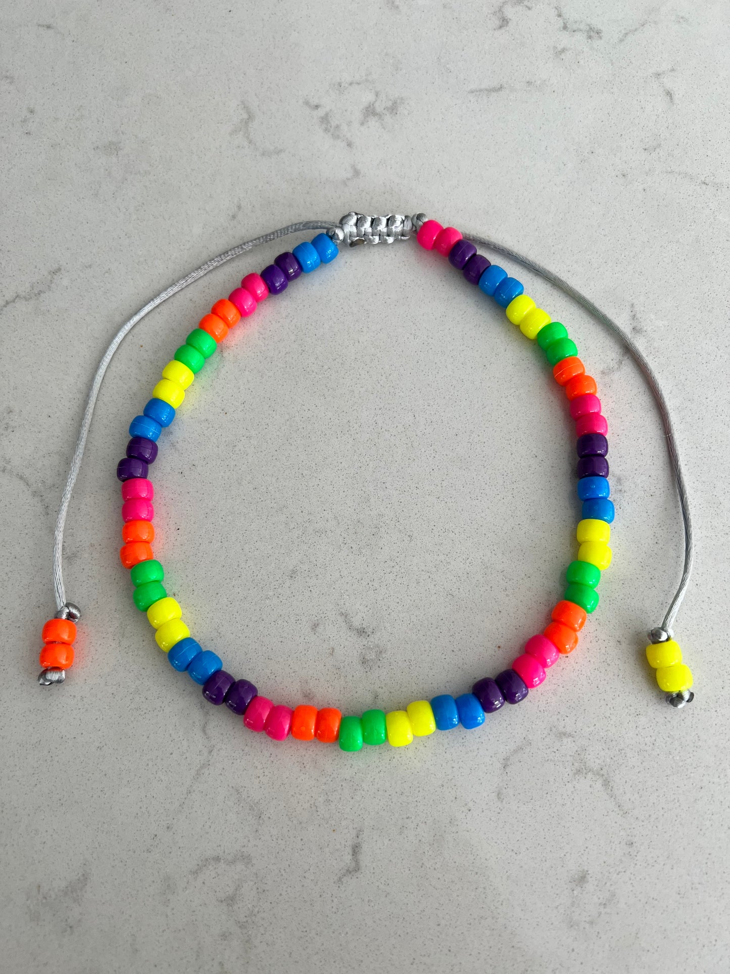 Neon Beaded Necklace & Bracelet Set