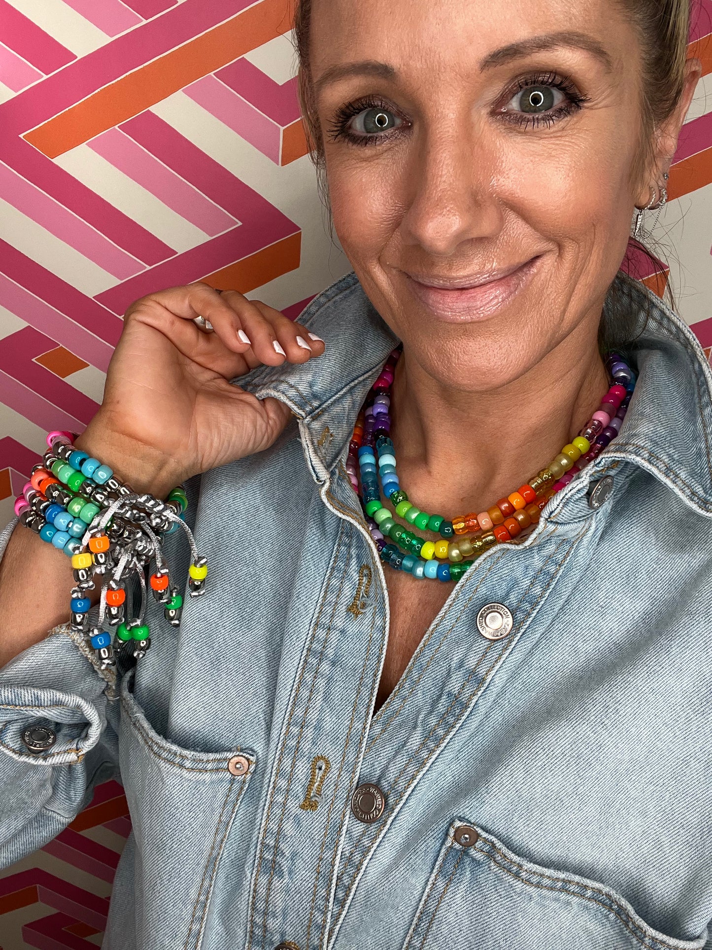 Rainbow Beaded Necklace & Bracelet Set